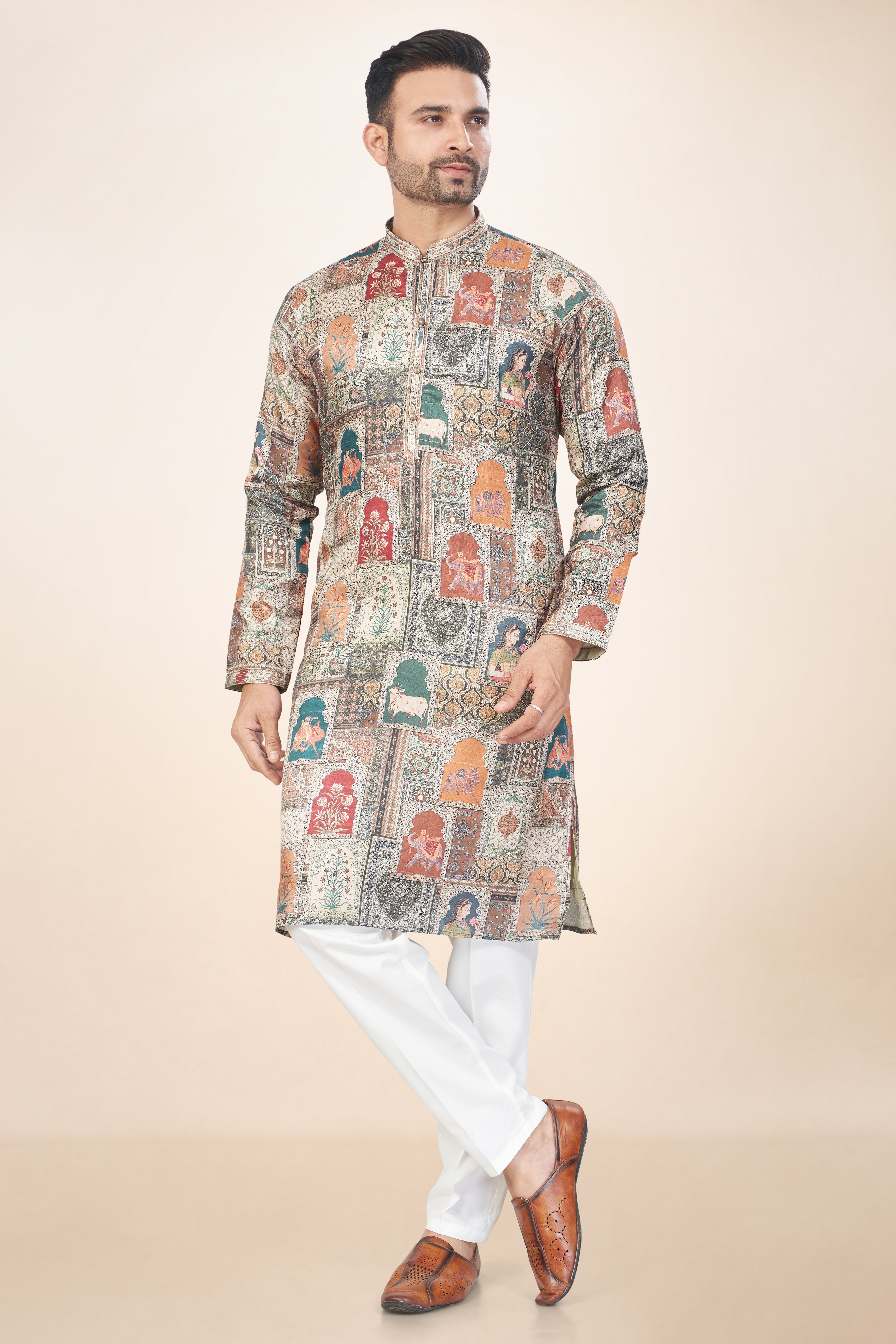 Dark Forest Green Printed Kurta Set