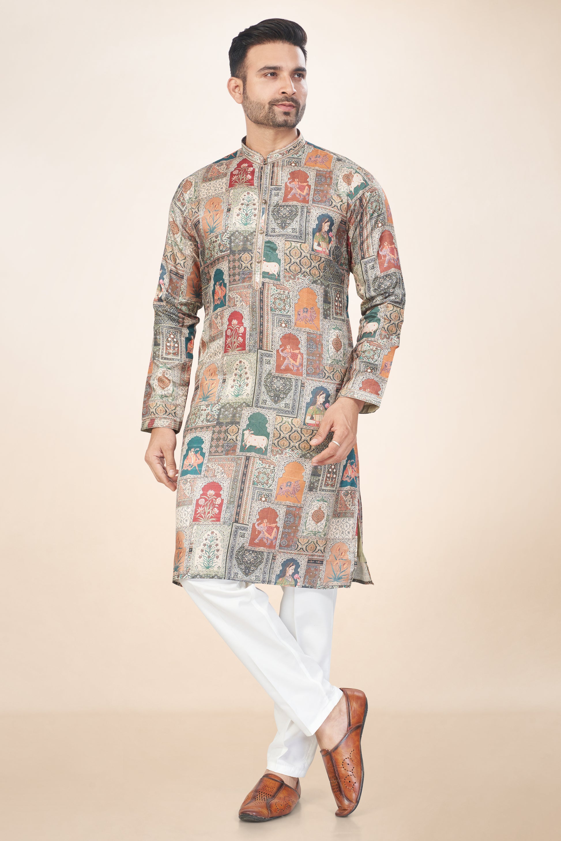 Dark Forest Green Printed Kurta Set
