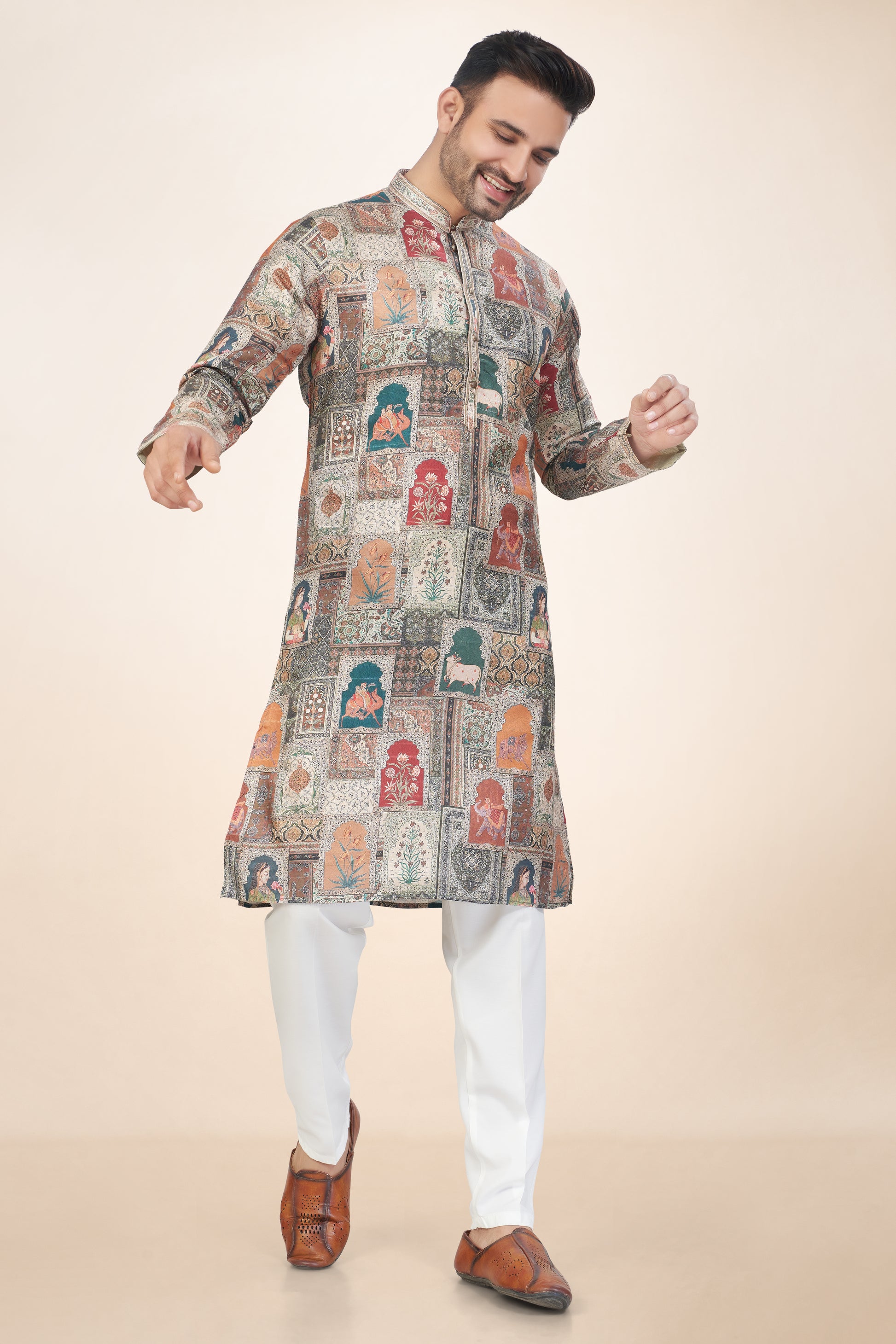 Dark Forest Green Printed Kurta Set