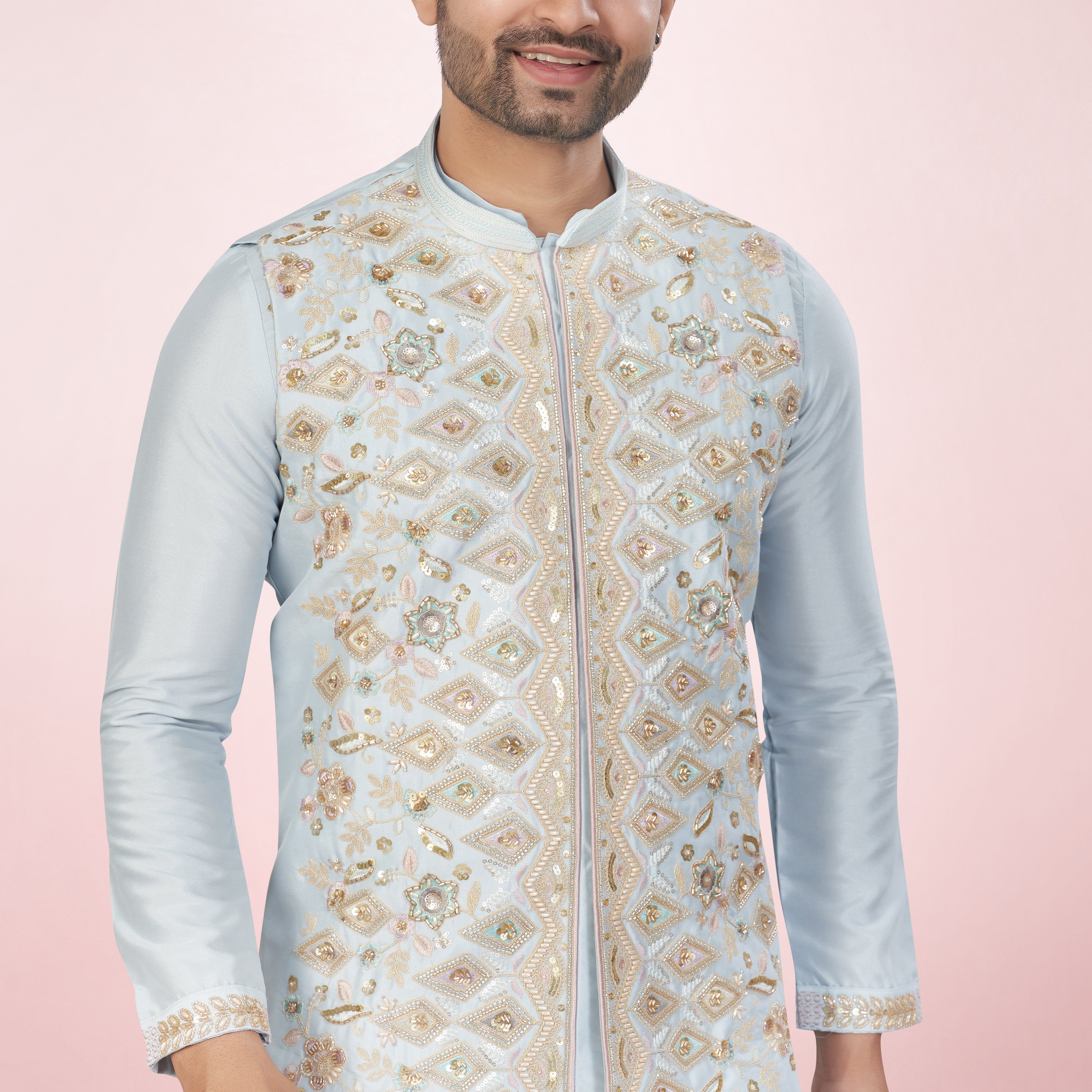 Solid Sky Blue Jacket Suit