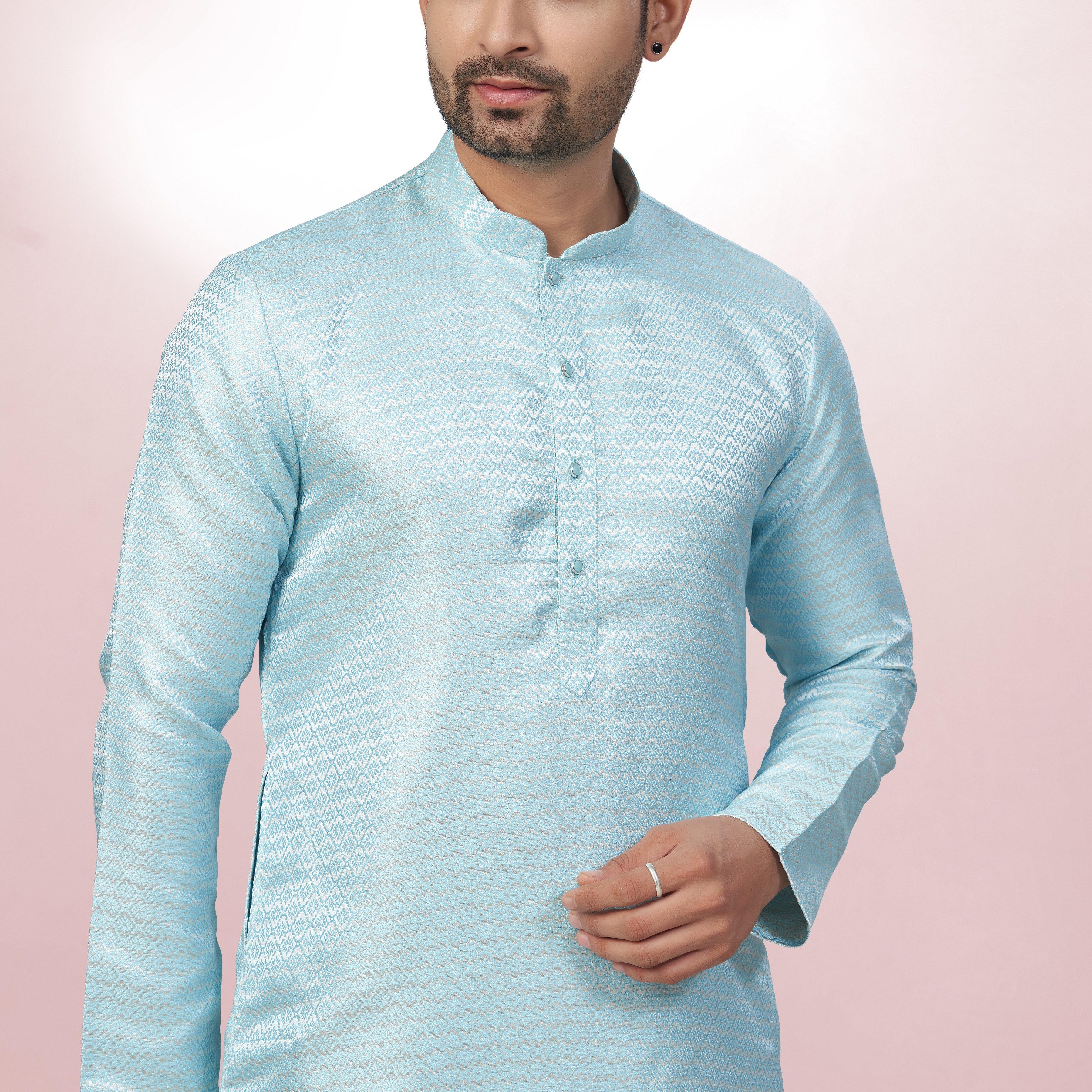 Sky Blue Blush Silk Elegance Kurta | Silk Kurta | Kurta for Men