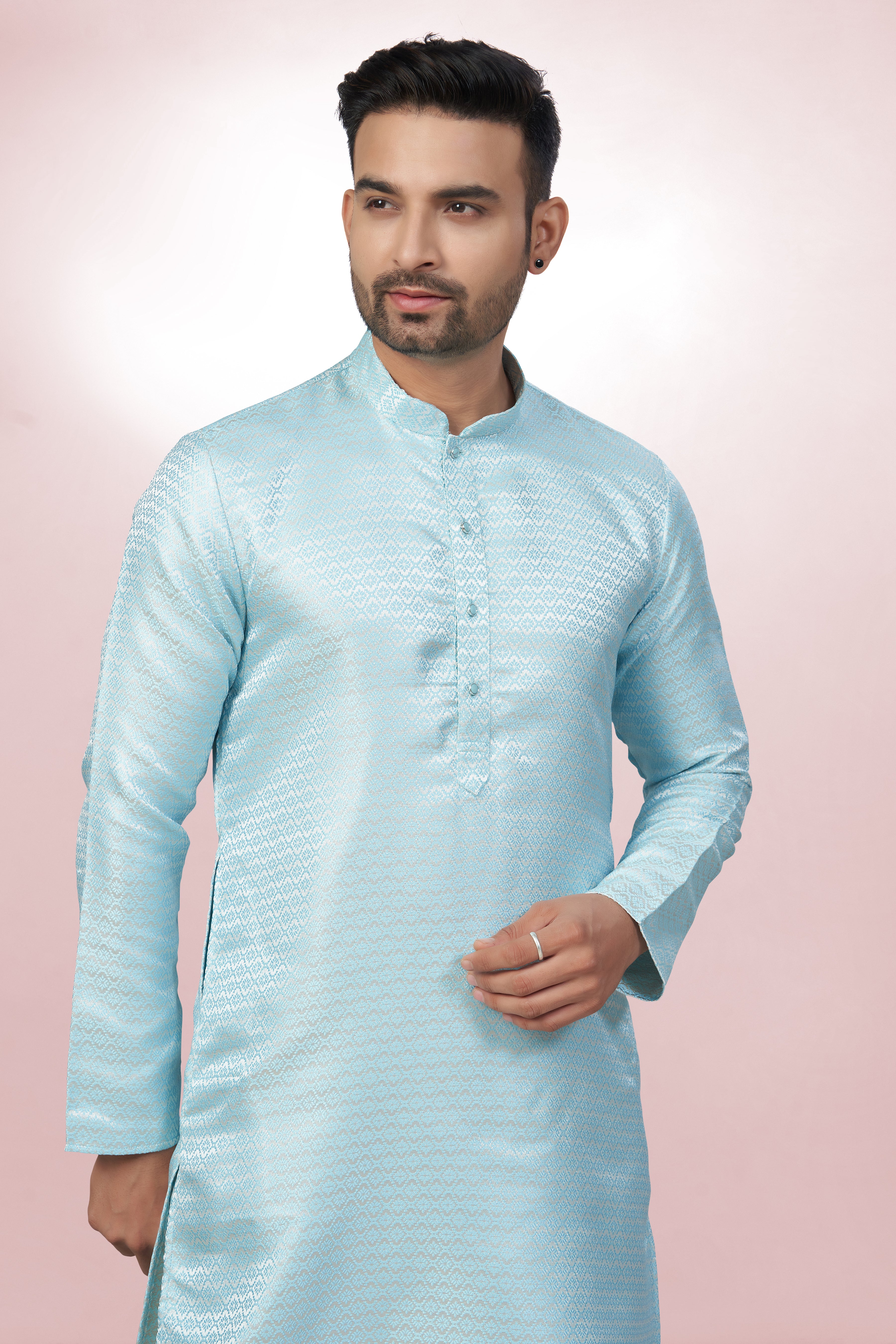 Sky Blue Blush Silk Elegance Kurta | Silk Kurta | Kurta for Men