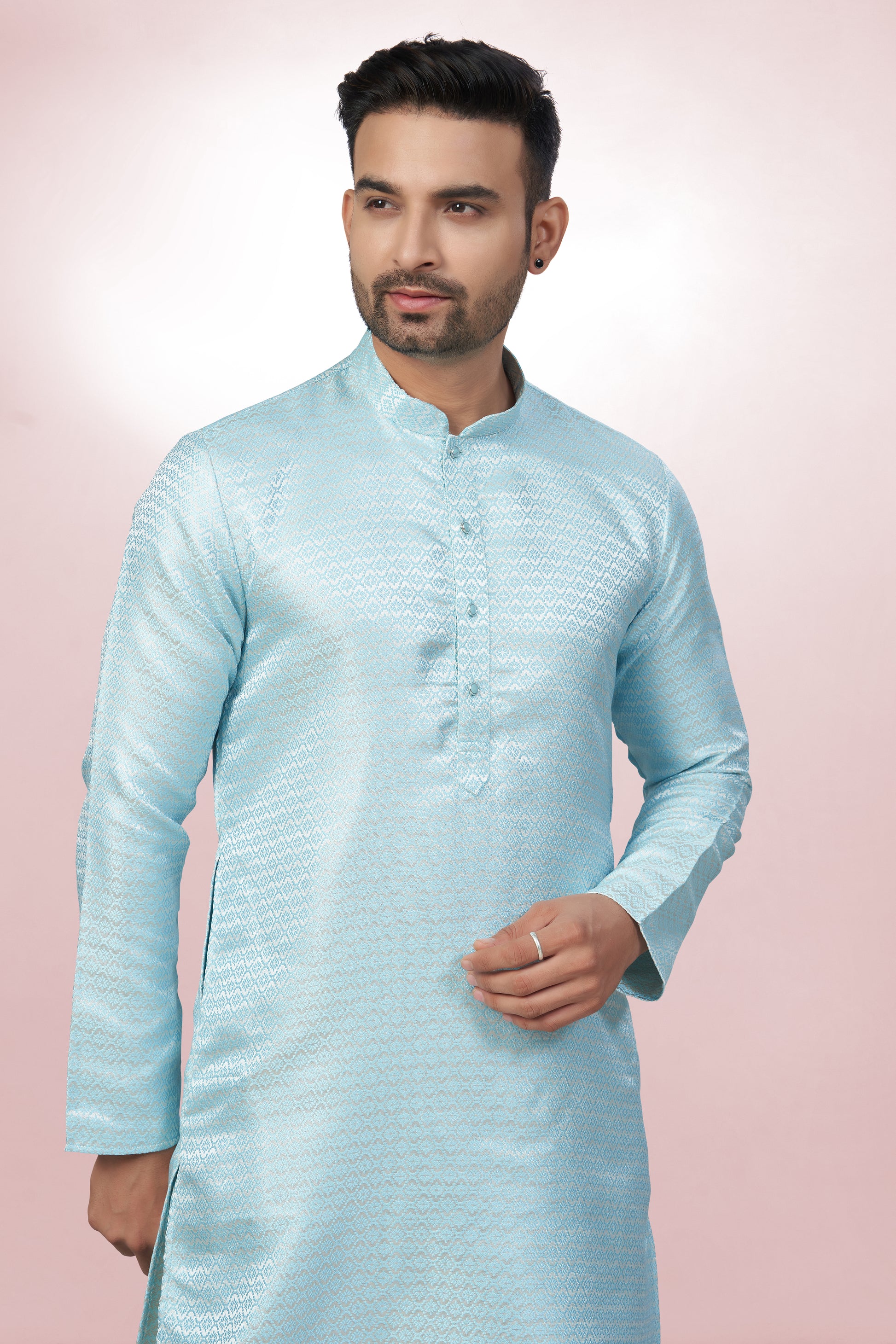 Sky Blue Blush Silk Elegance Kurta | Silk Kurta | Kurta for Men