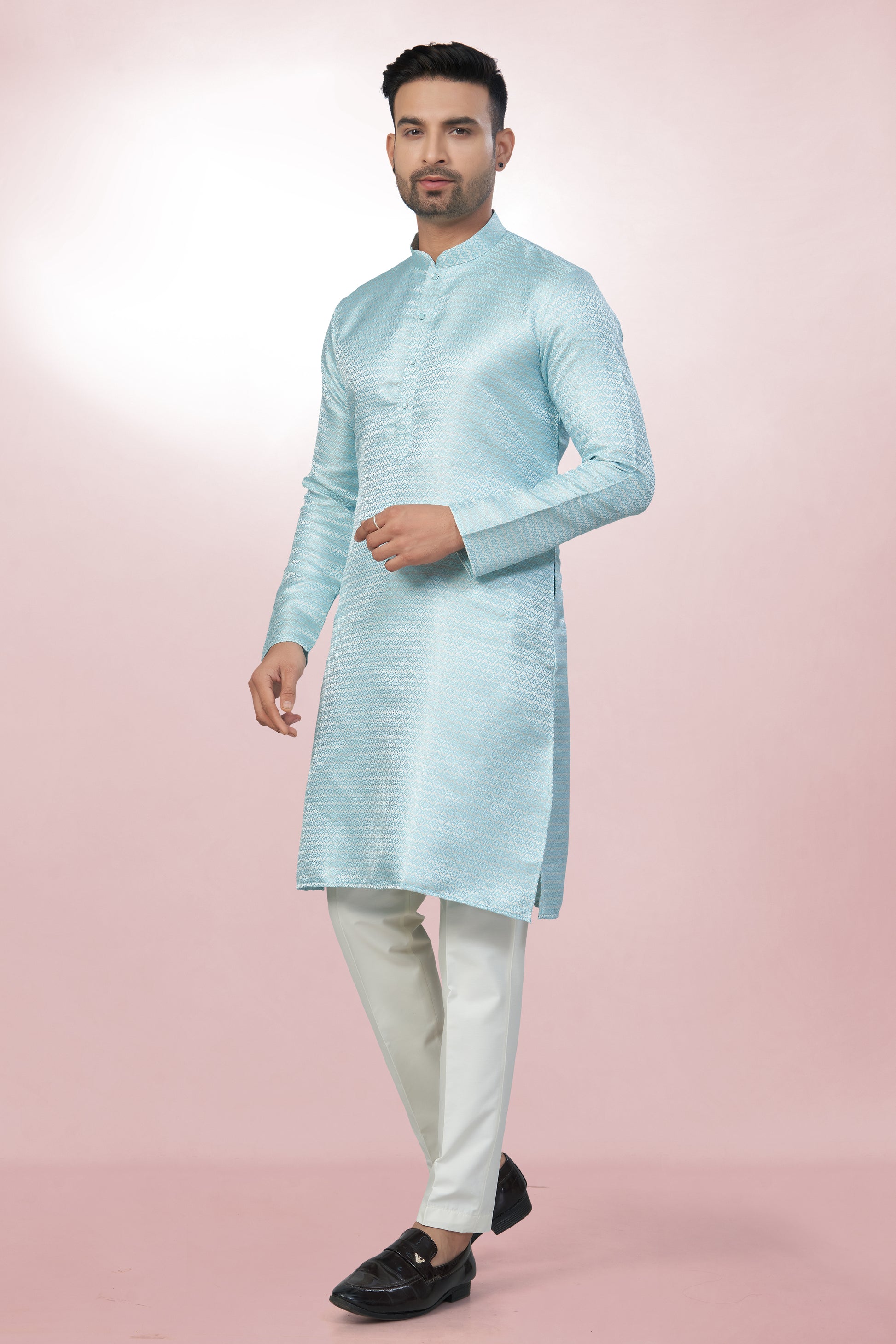 Sky Blue Blush Silk Elegance Kurta | Silk Kurta | Kurta for Men