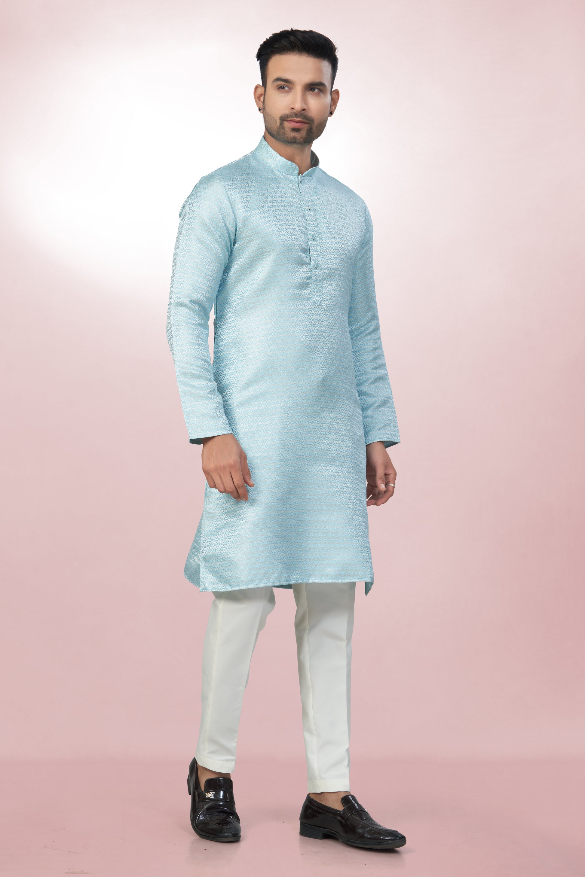 Sky Blue Blush Silk Elegance Kurta | Silk Kurta | Kurta for Men