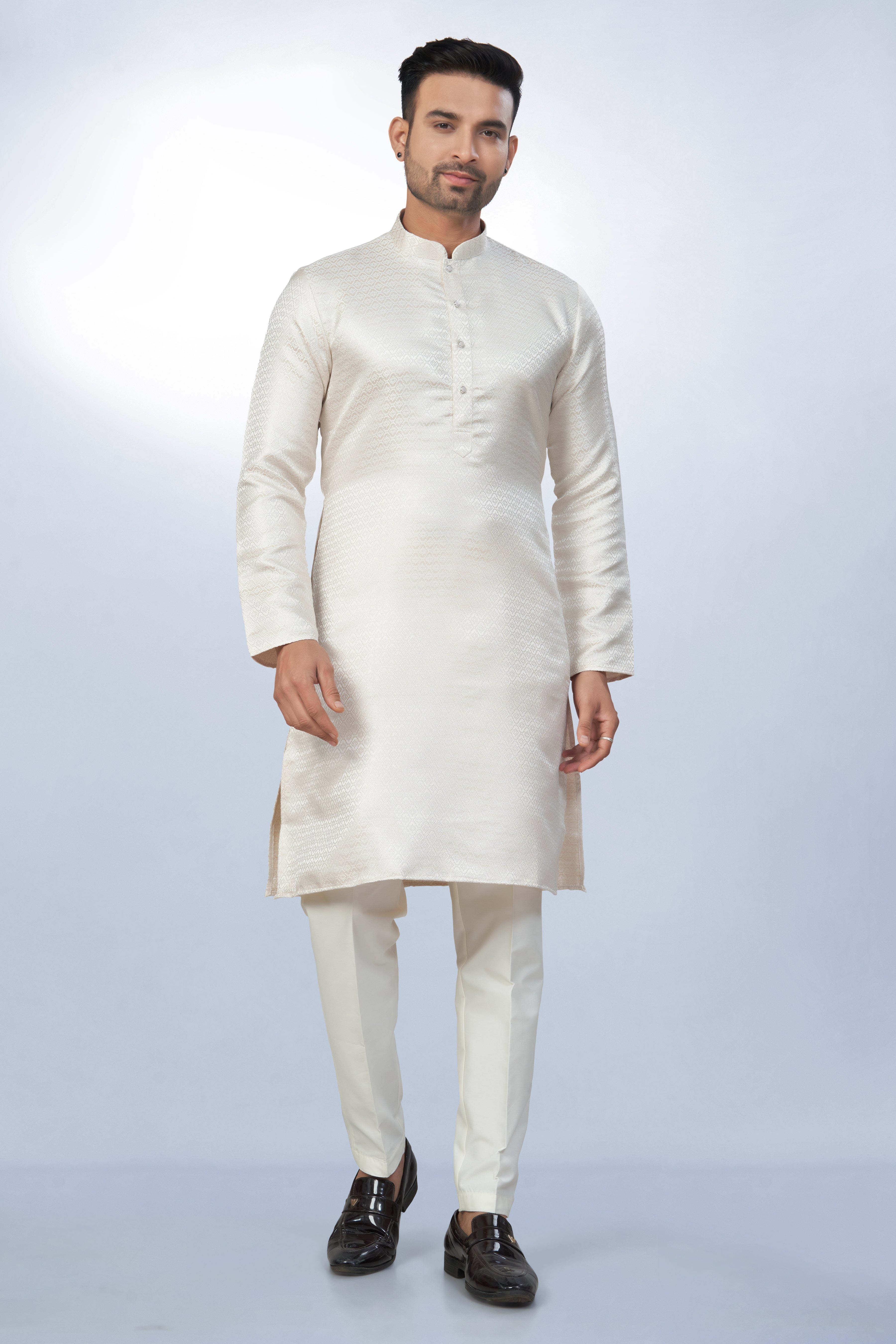 White Blush Silk Elegance Kurta | Silk Kurta | Kurta for Men