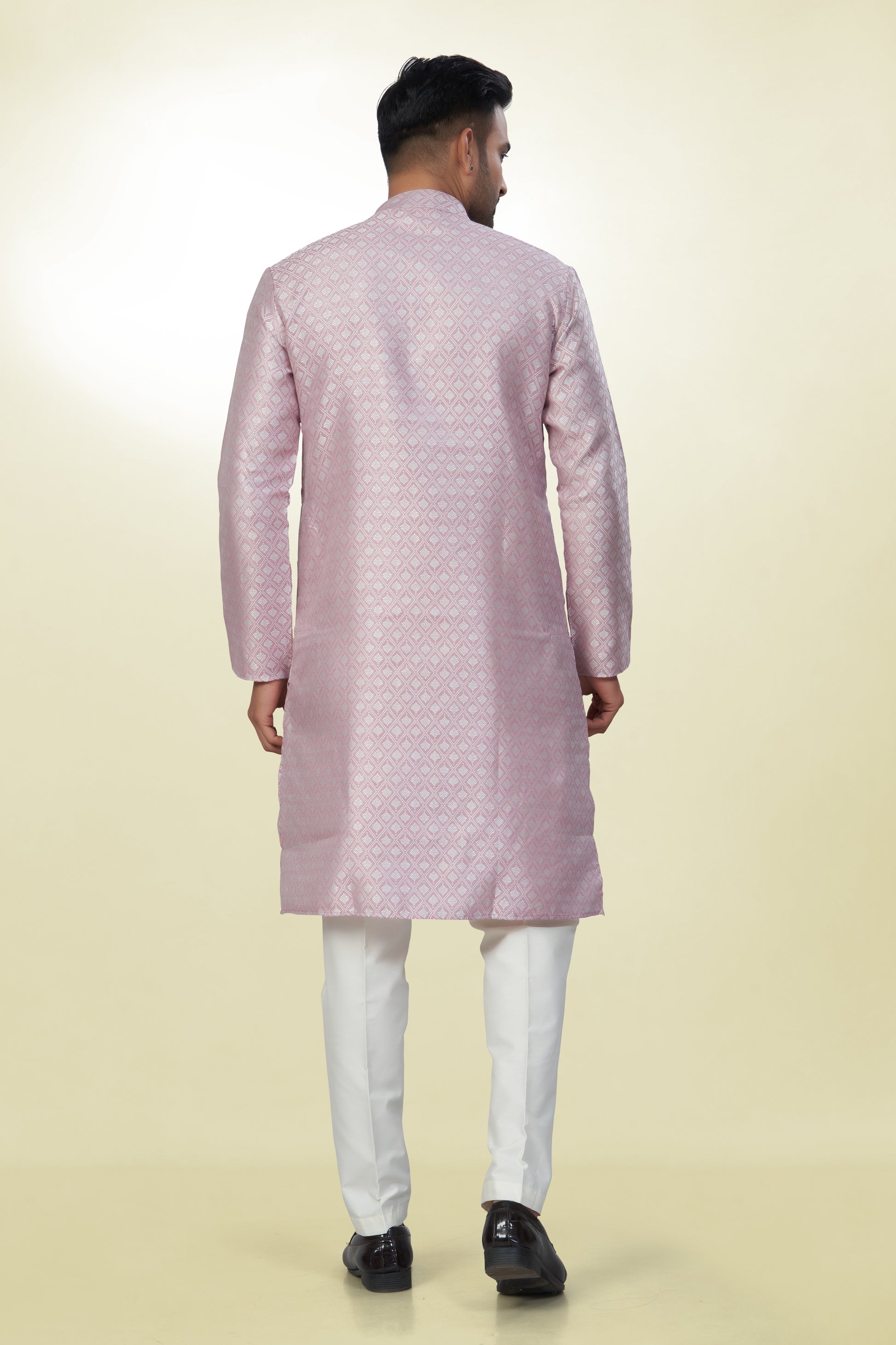 Regal Rose Self-Design Silk Kurta