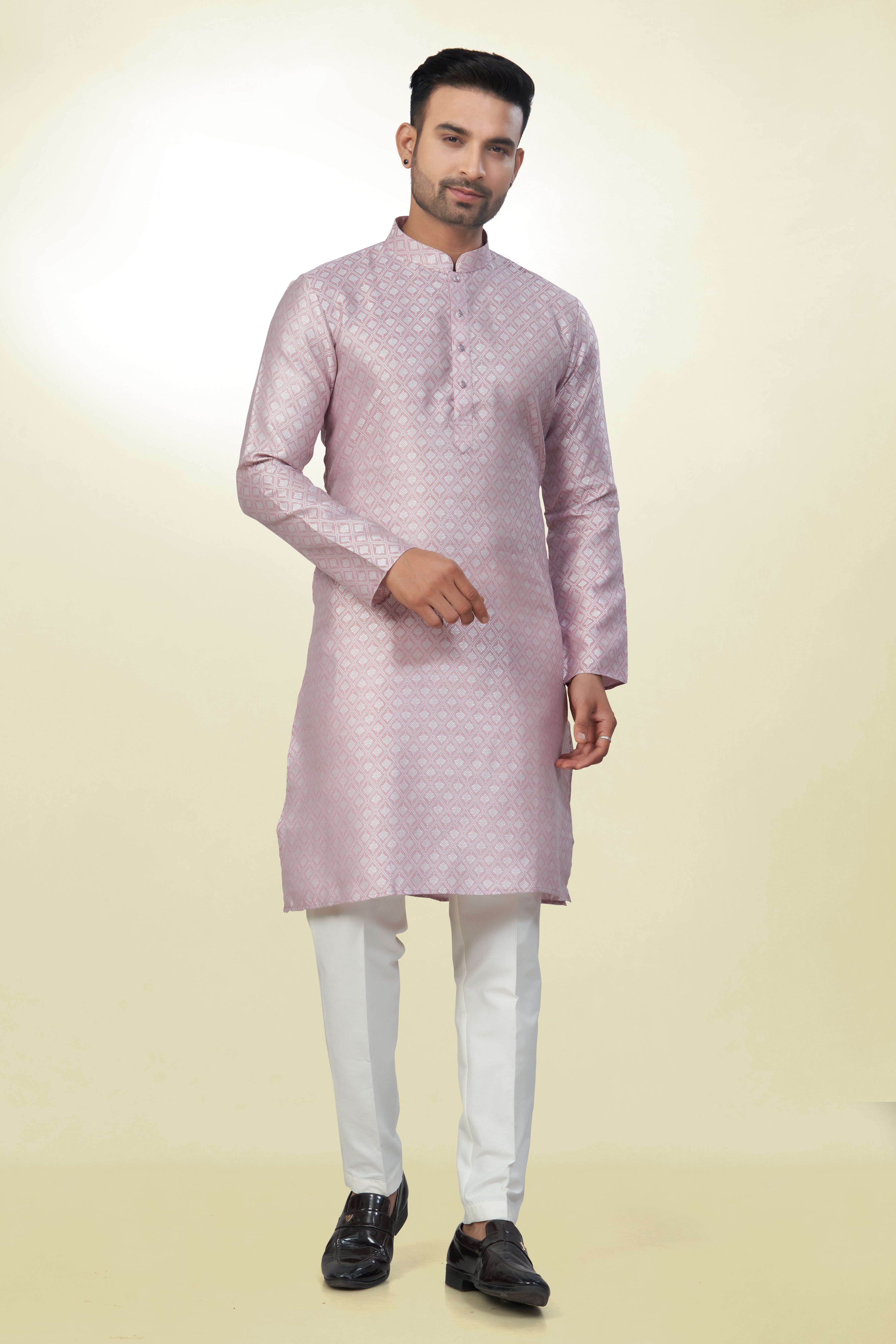 Regal Rose Self-Design Silk Kurta