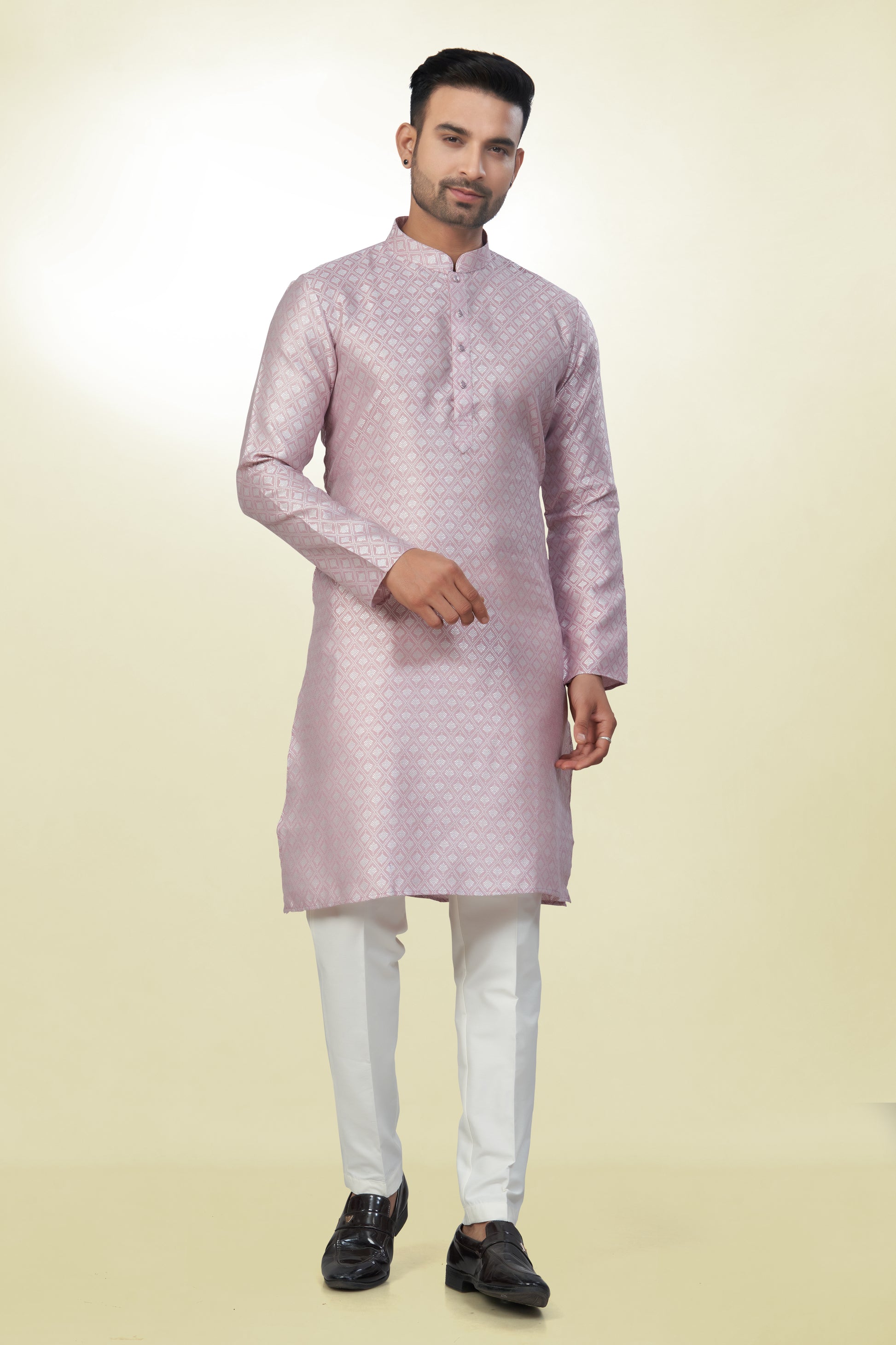 Regal Rose Self-Design Silk Kurta