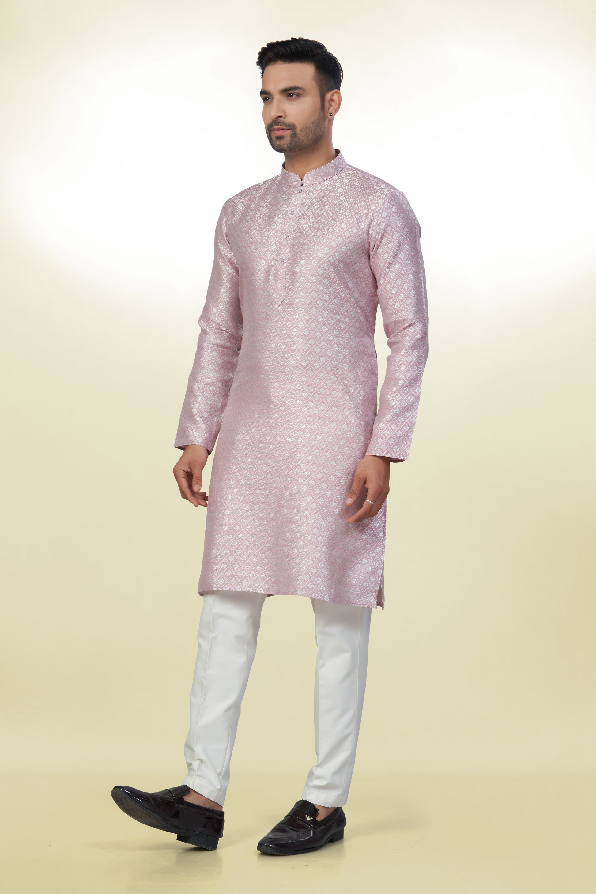 Regal Rose Self-Design Silk Kurta