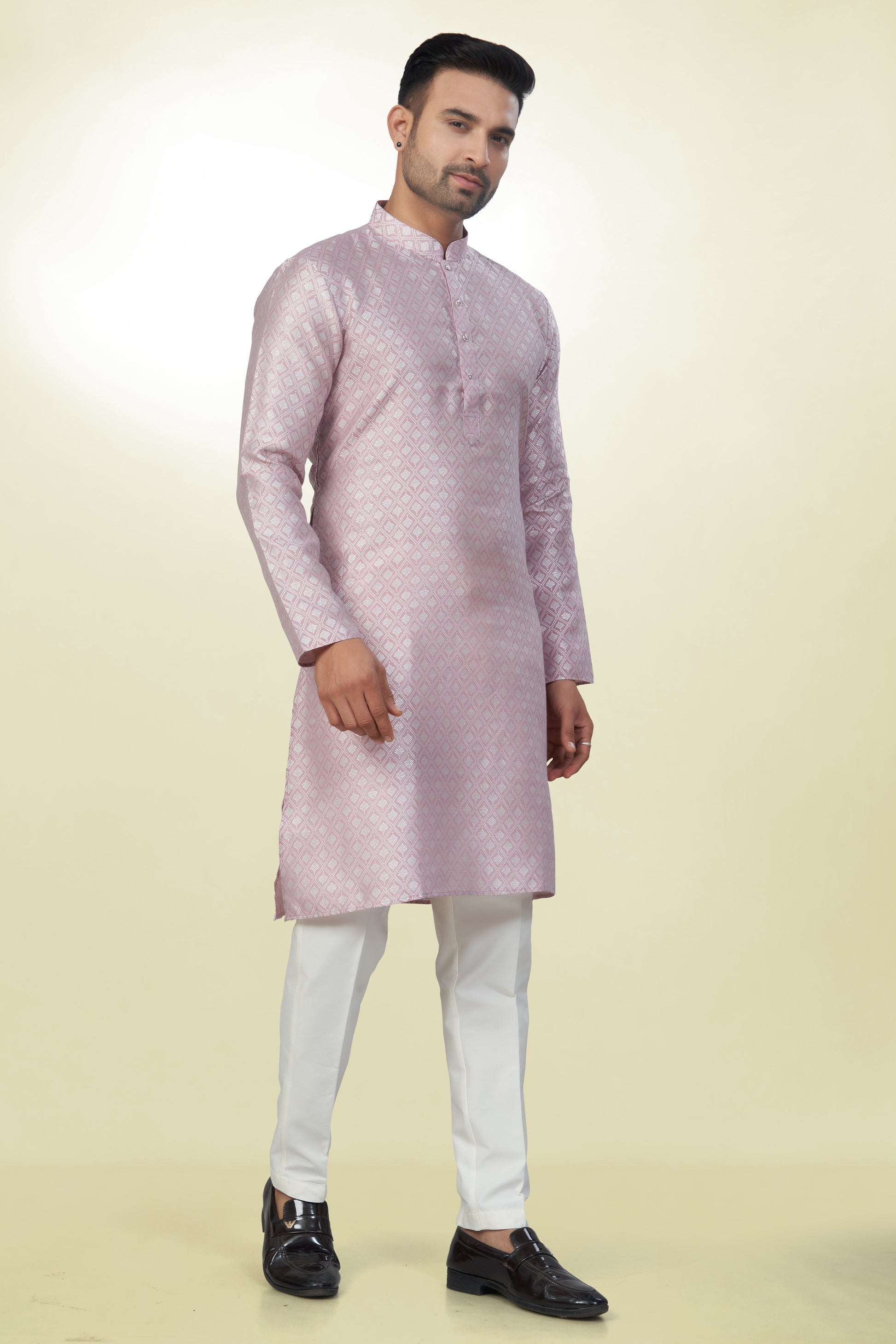 Regal Rose Self-Design Silk Kurta