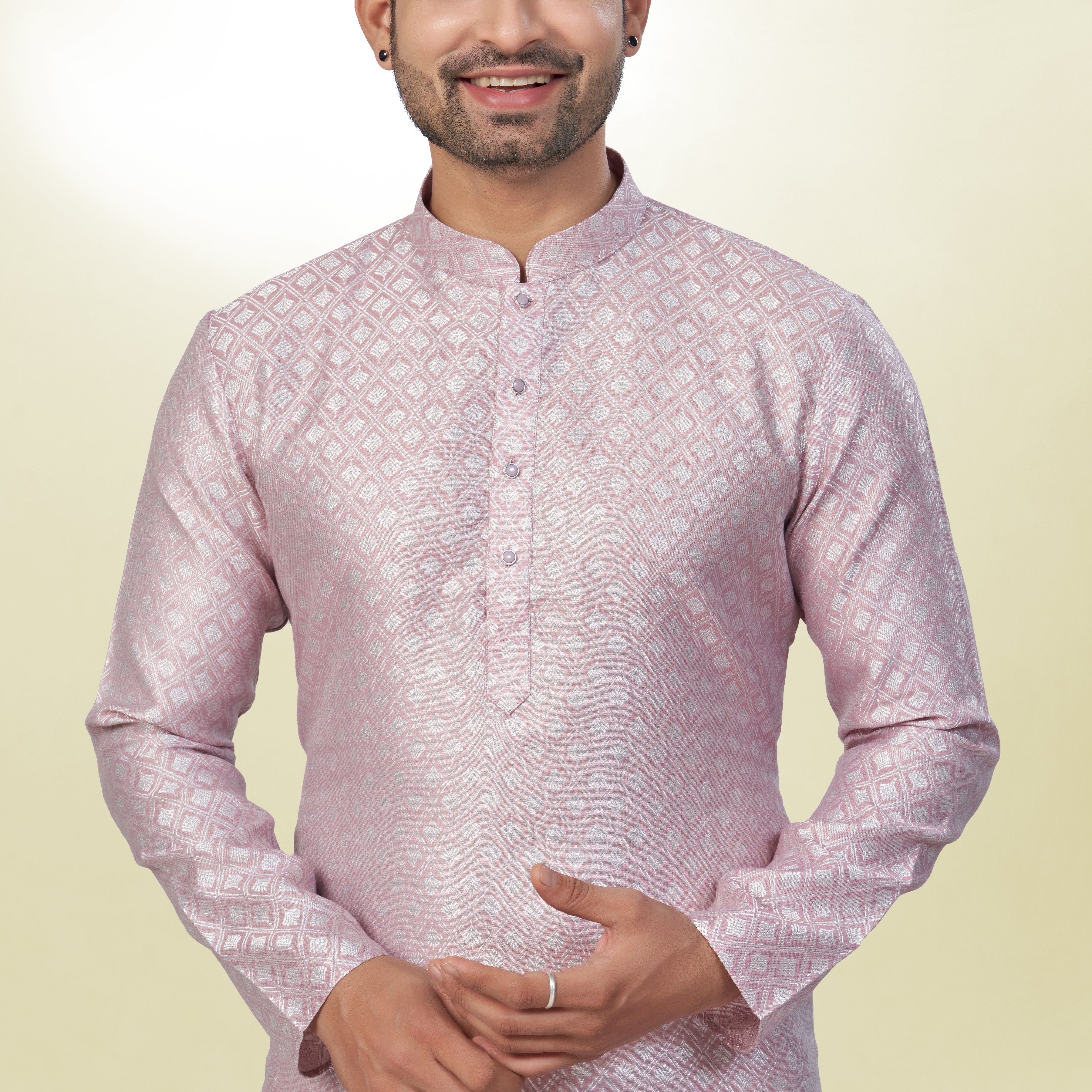 Regal Rose Self-Design Silk Kurta