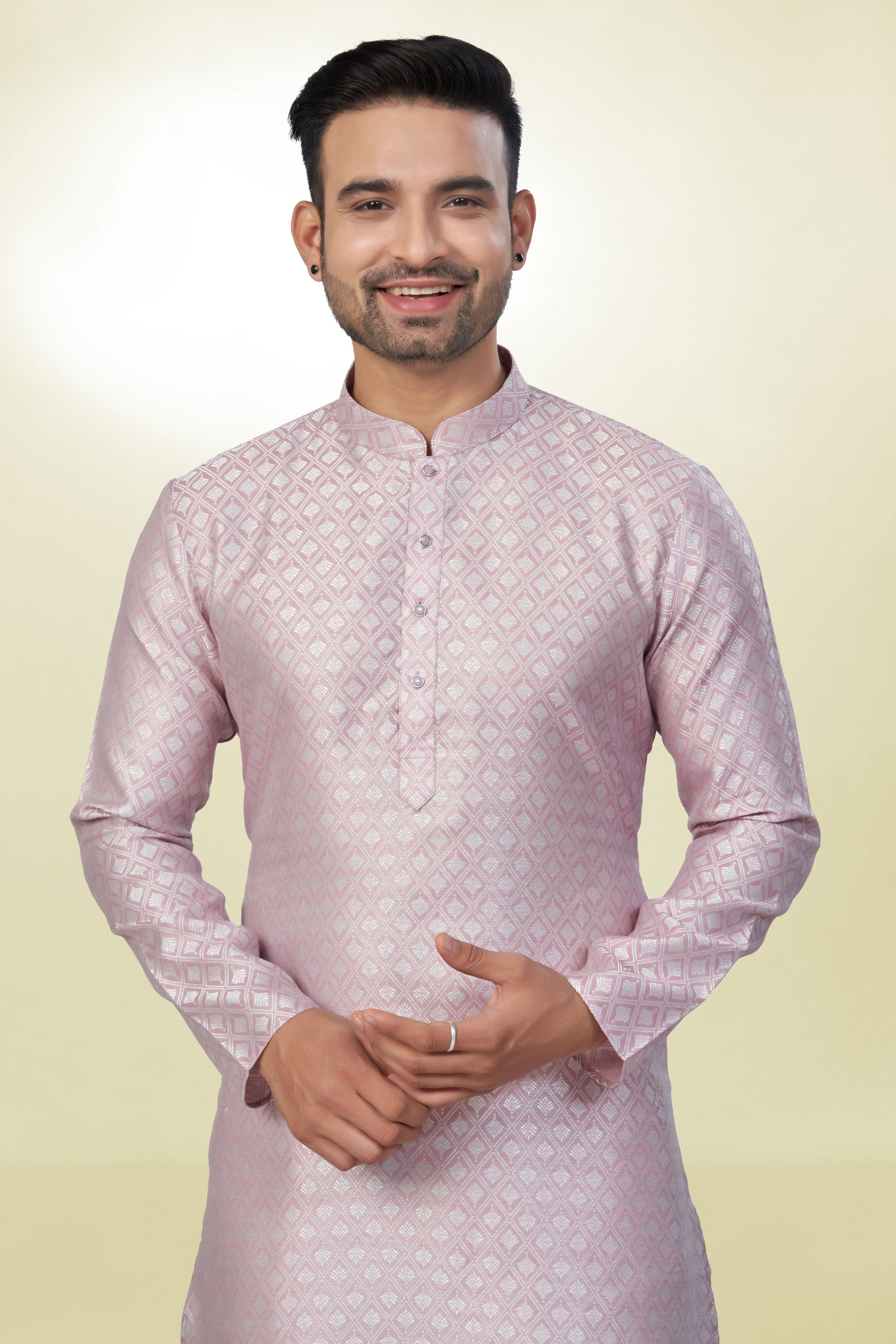 Regal Rose Self-Design Silk Kurta