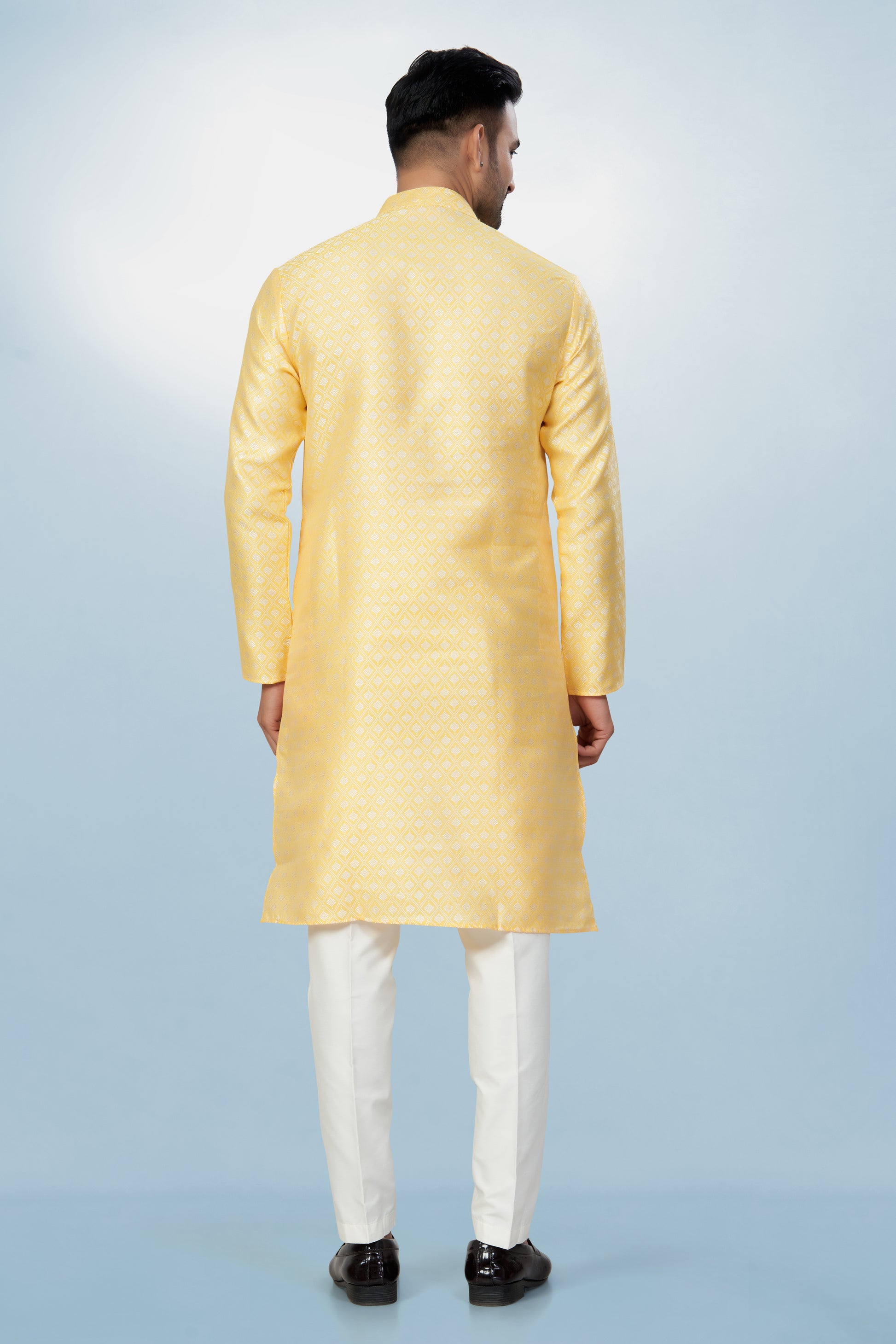Sunshine Yellow Self-Design Silk Kurta