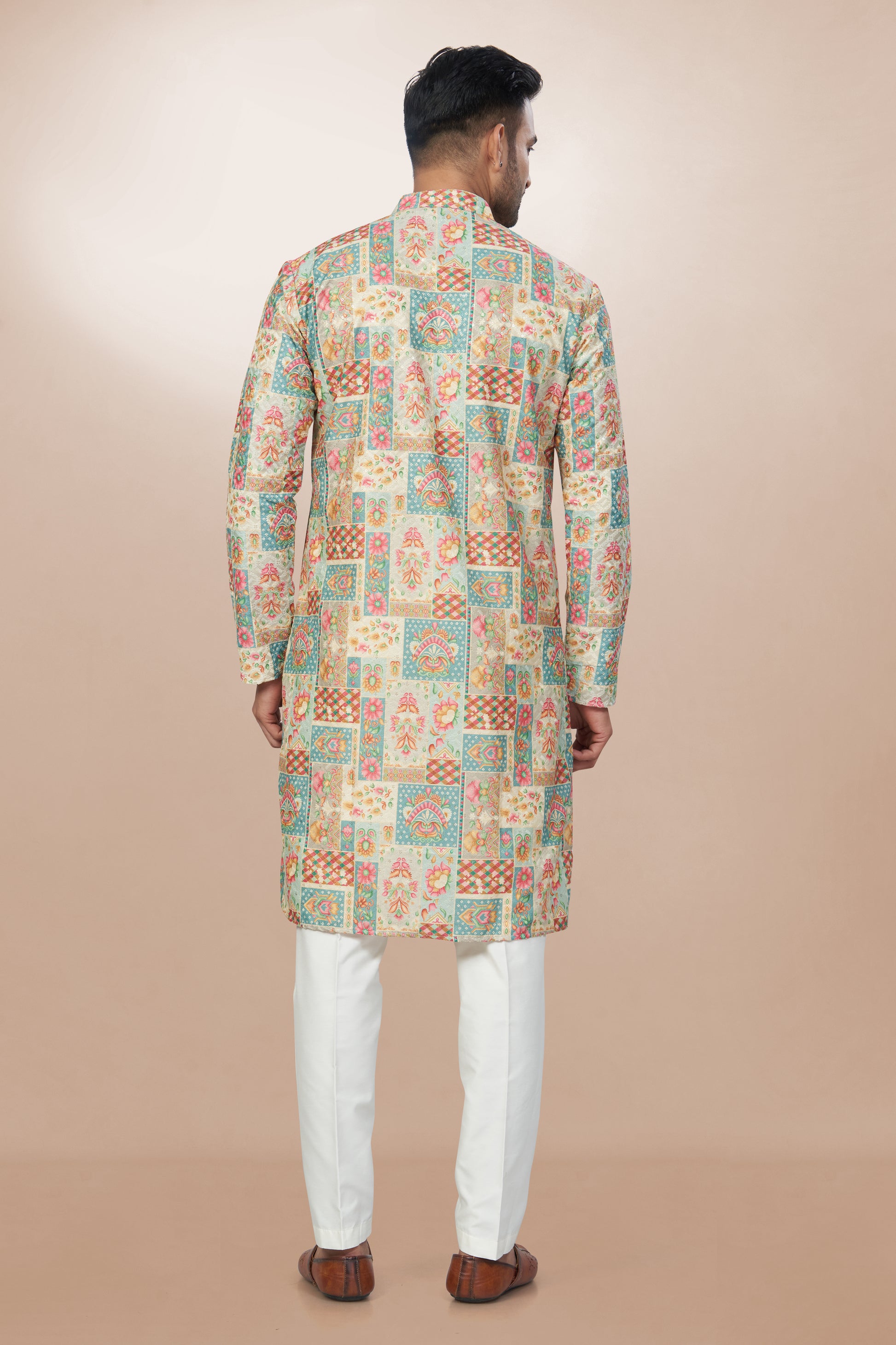 Artisan Patchwork Print Cotton Kurta for men