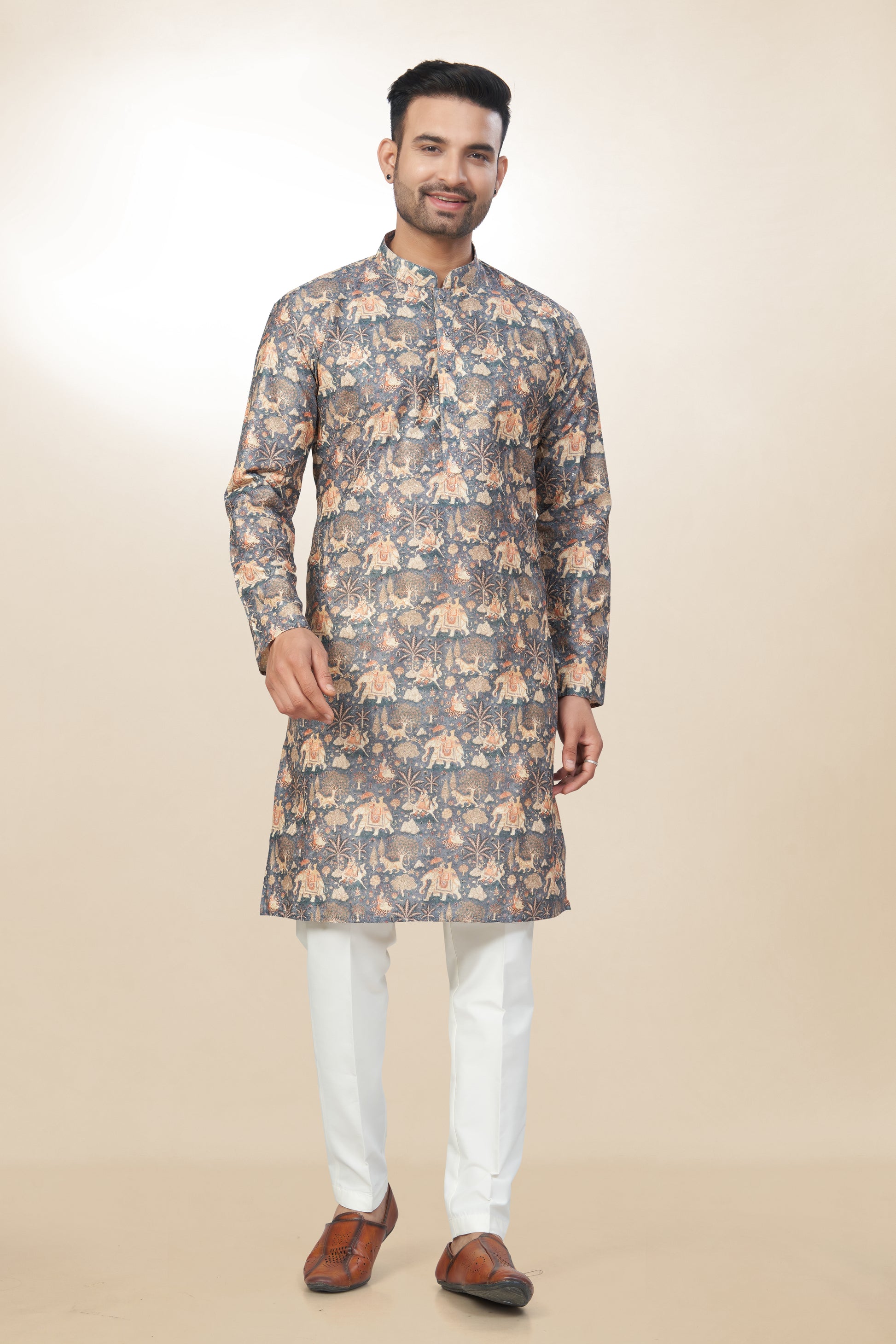 Artisanal Elephant Cotton Printed Kurta