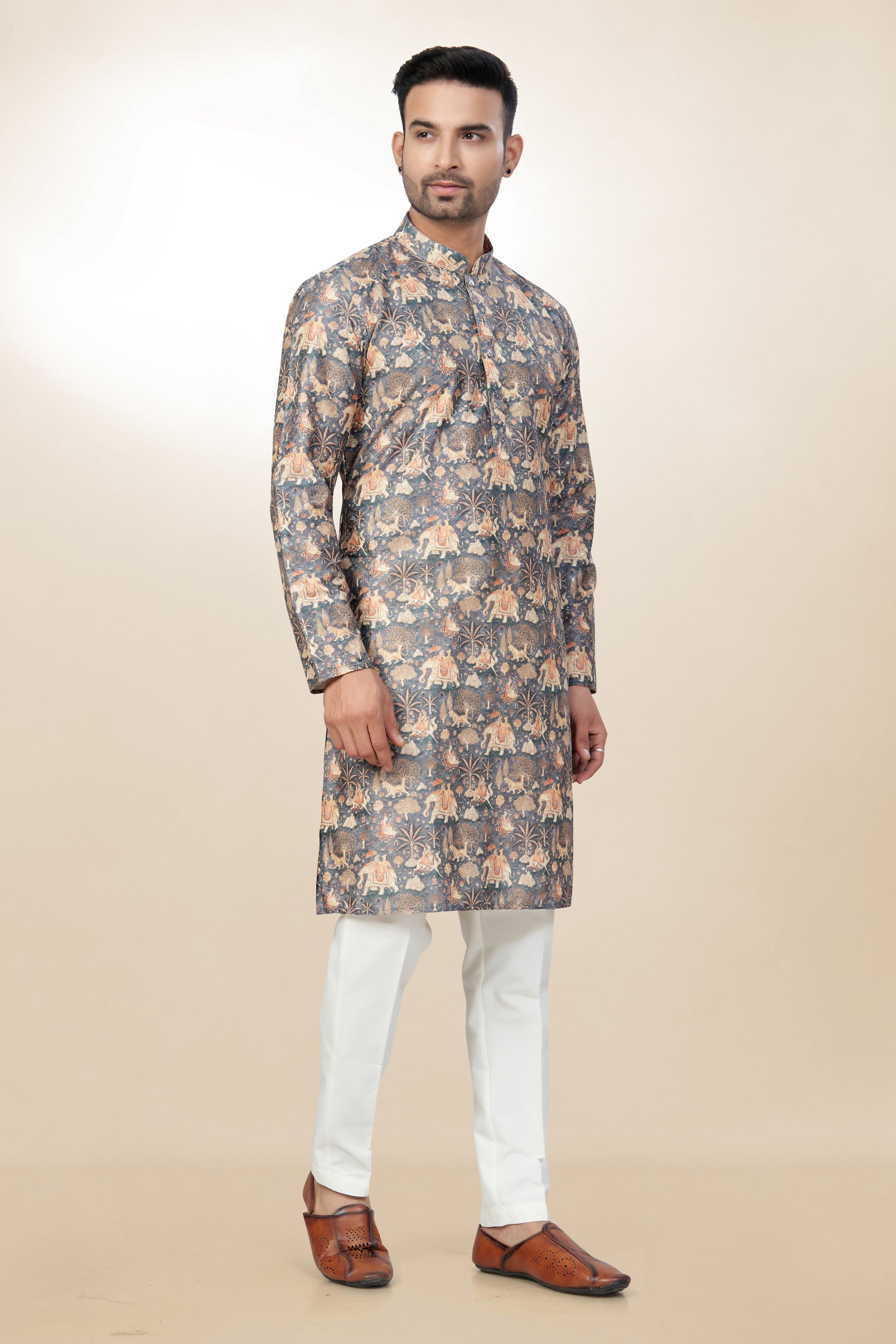 Artisanal Elephant Cotton Printed Kurta