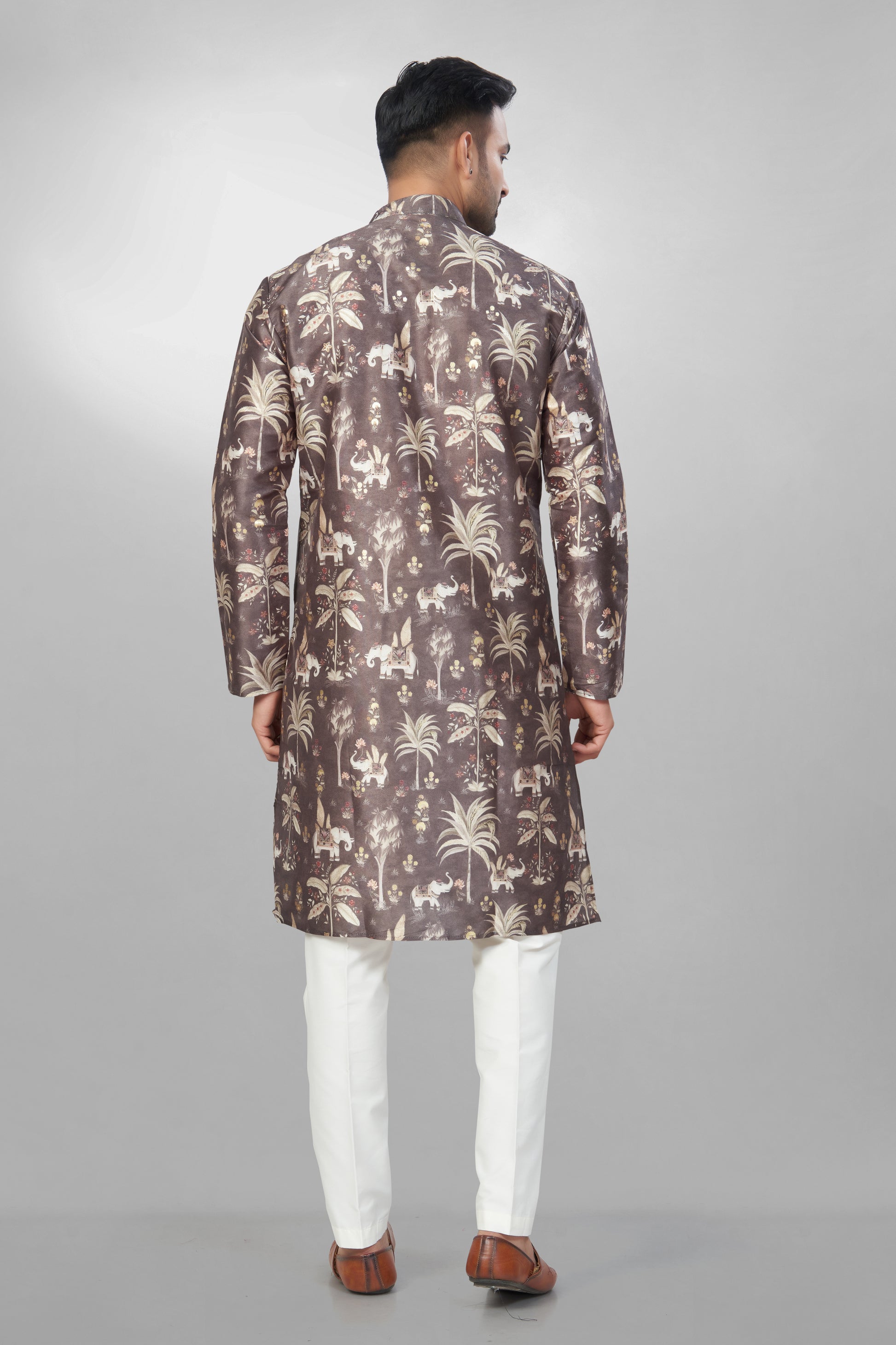 Classic Earthy Tone Silk Printed Kurta