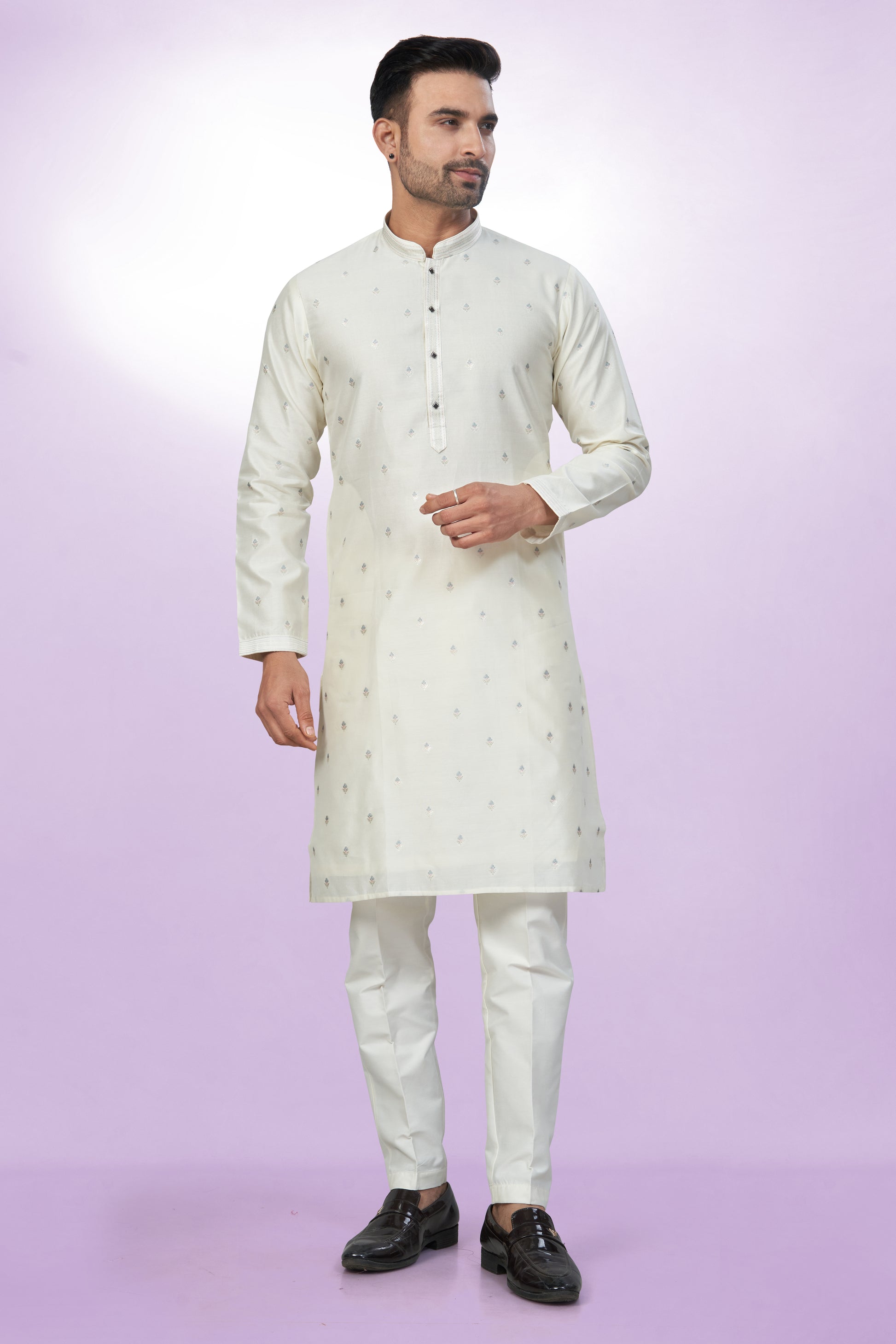 Alluring Off-White Cotton Silk Kurta