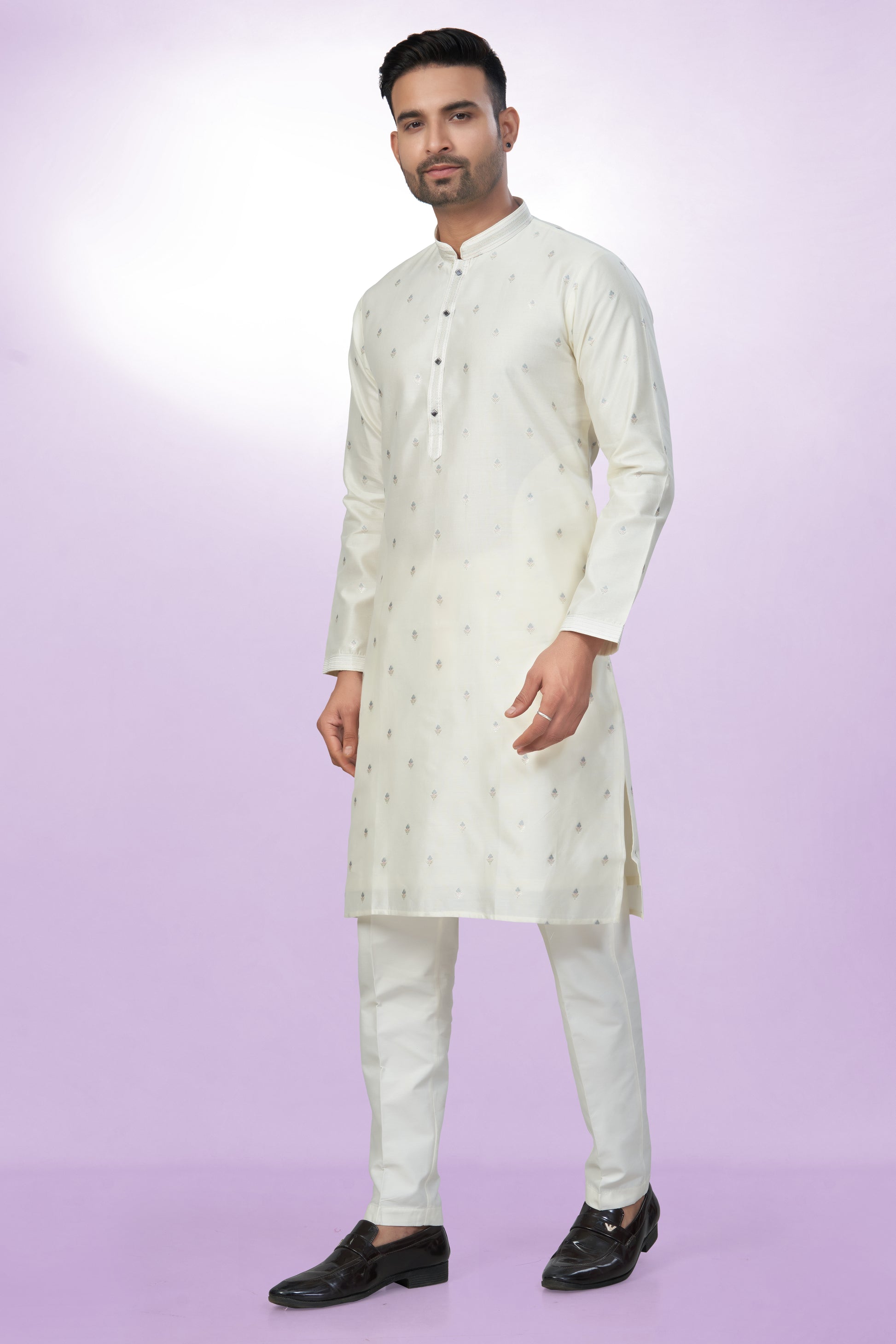 Alluring Off-White Cotton Silk Kurta