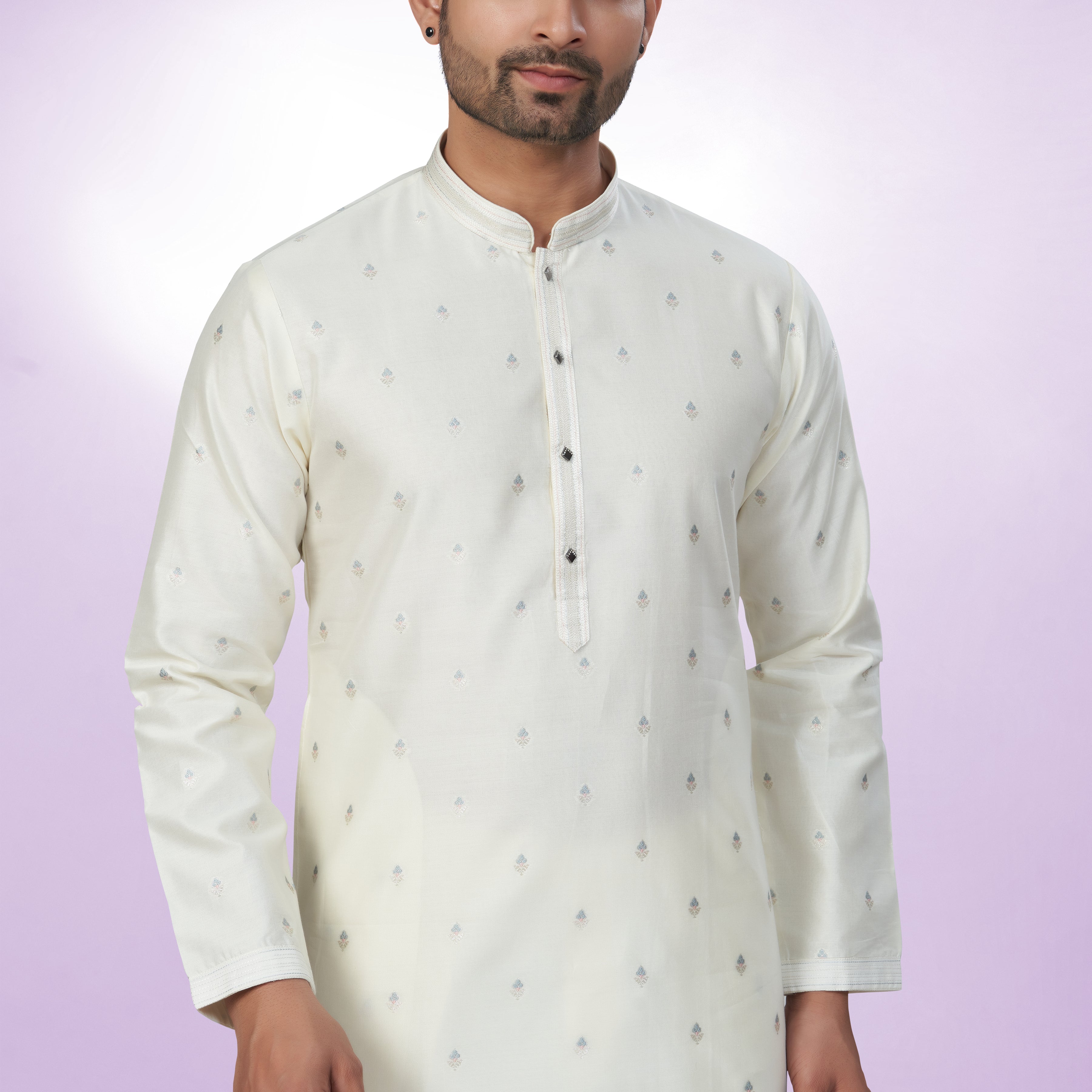 Alluring Off-White Cotton Silk Kurta