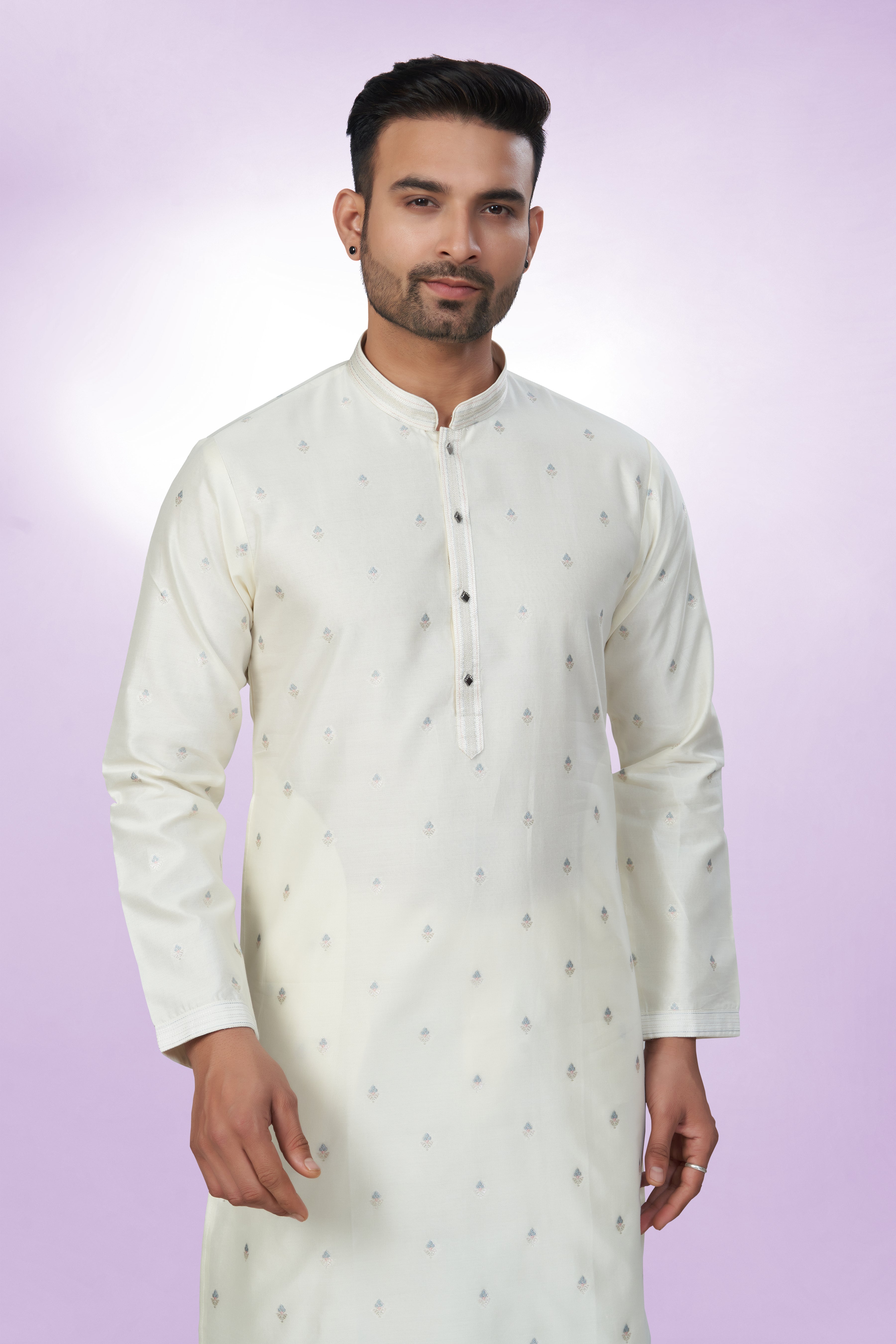 Alluring Off-White Cotton Silk Kurta