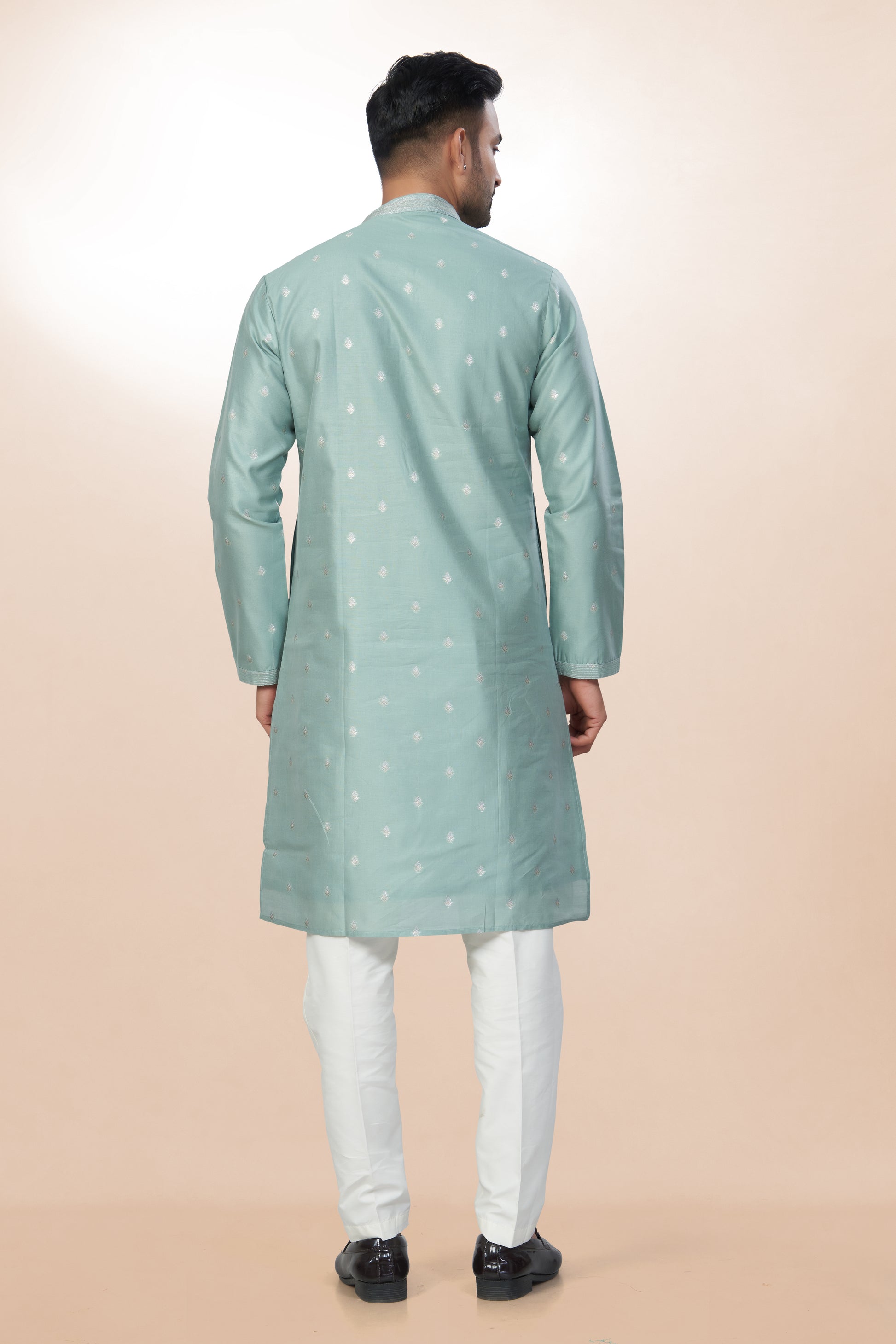 Elegant Mint Green Kurta - Cotton Silk