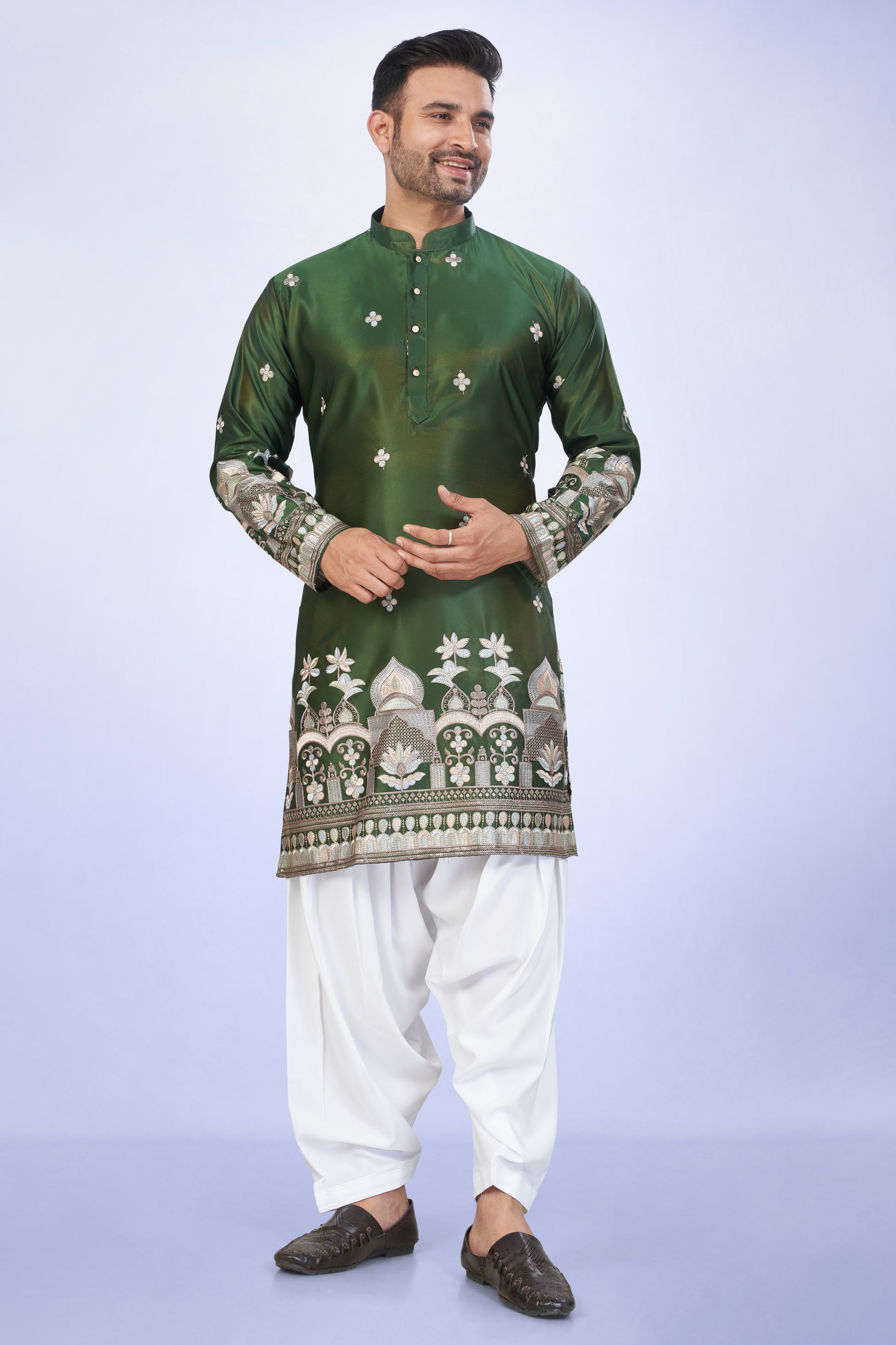 Emerald Green Silk Blend Kurta