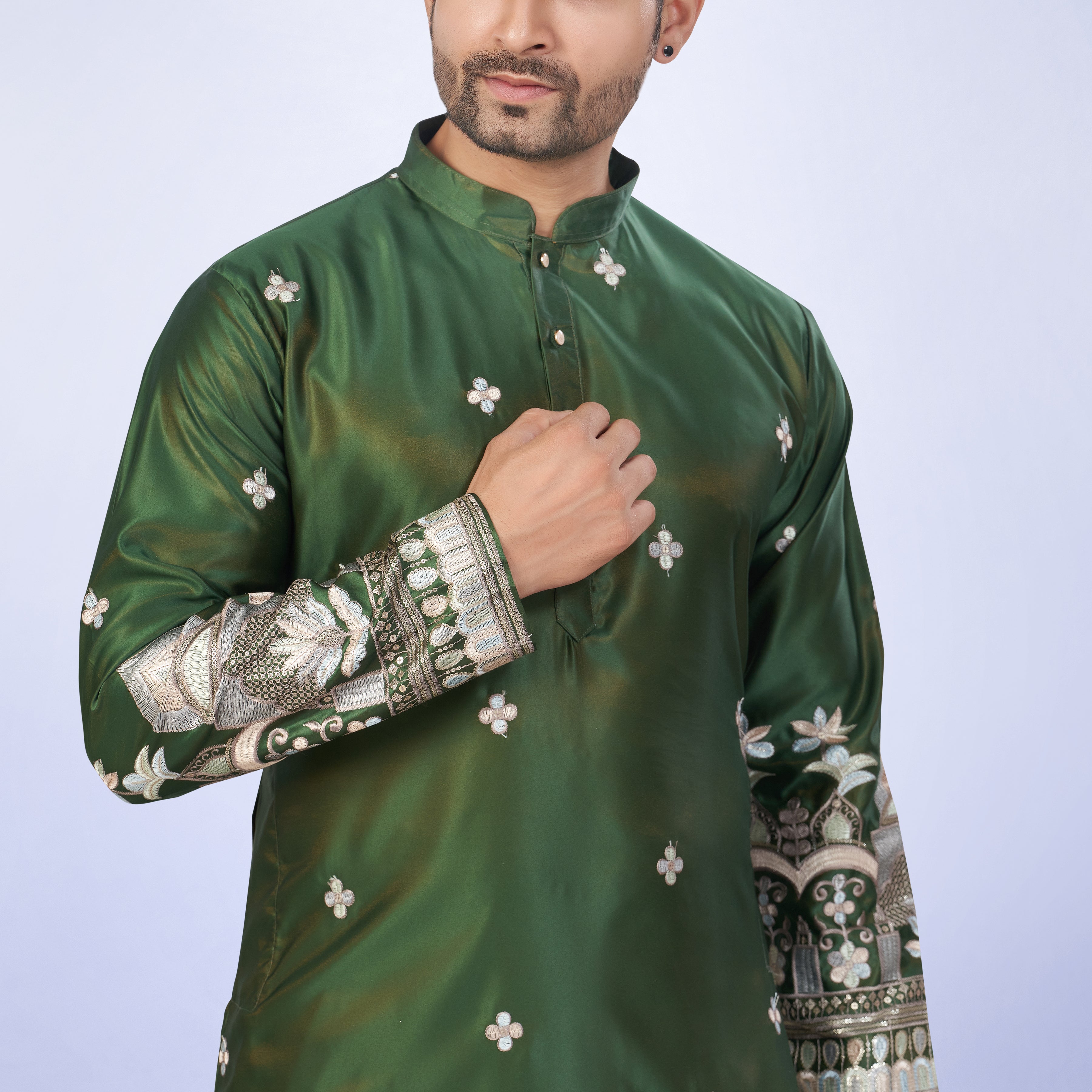 Emerald Green Silk Blend Kurta