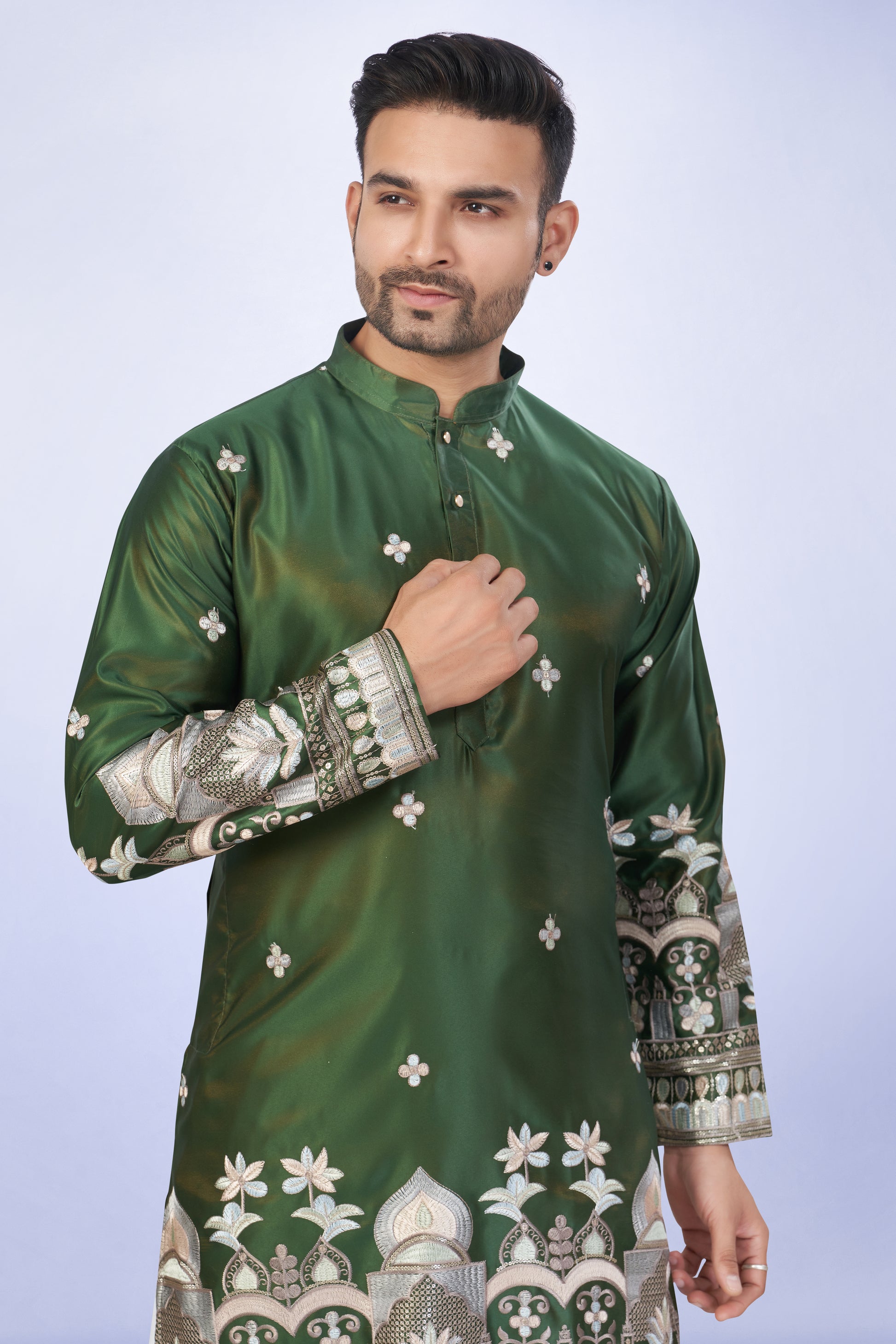 Emerald Green Silk Blend Kurta