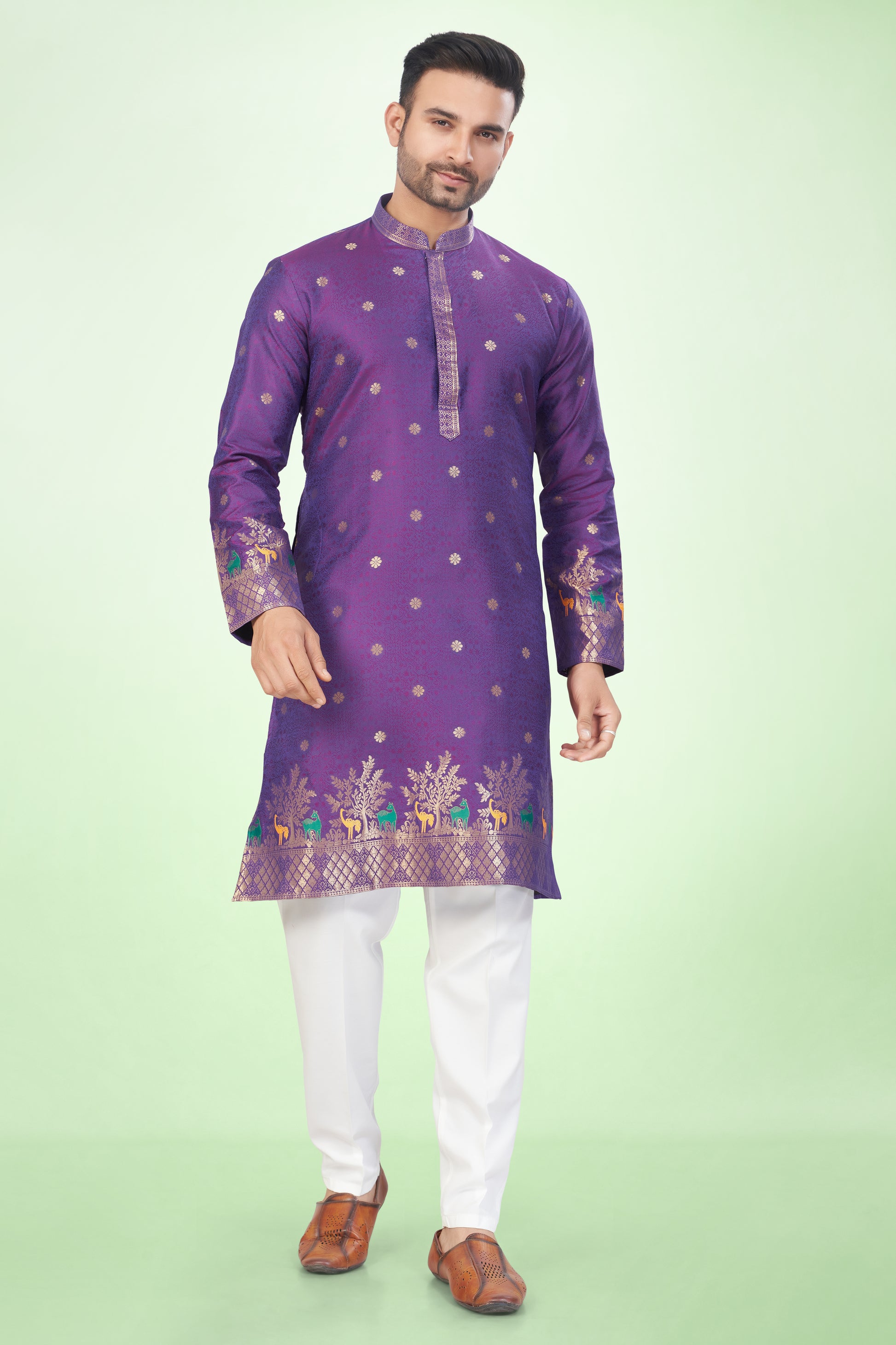 Vibrant Violet Zari-Woven Kurta