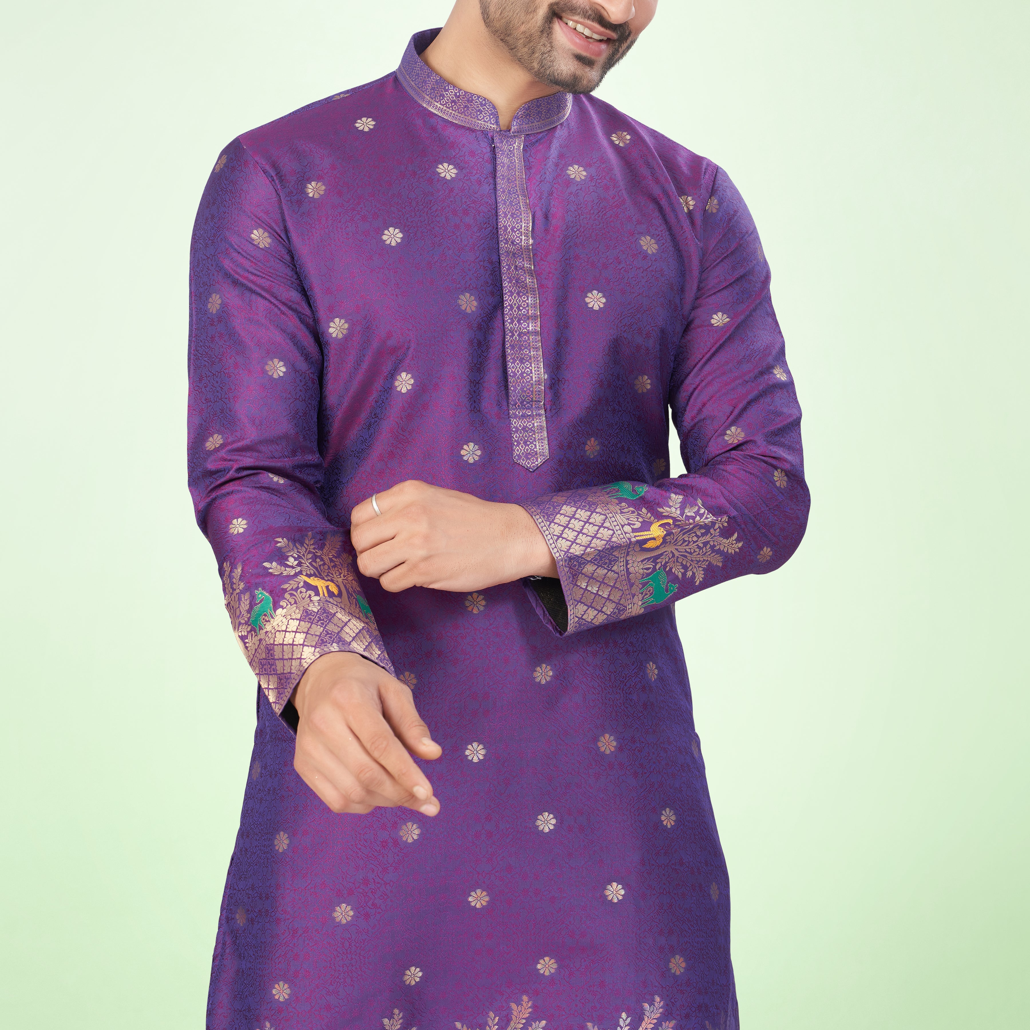 Vibrant Violet Zari-Woven Kurta