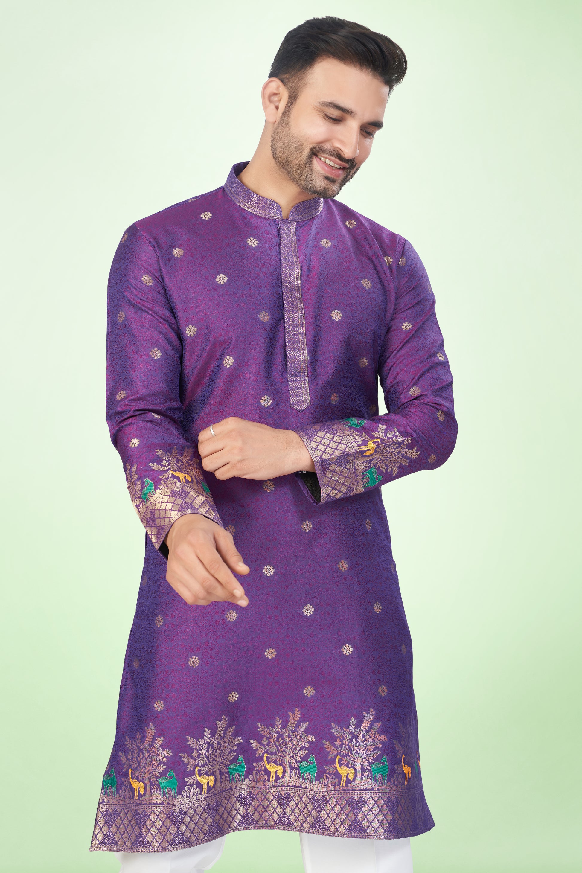 Vibrant Violet Zari-Woven Kurta