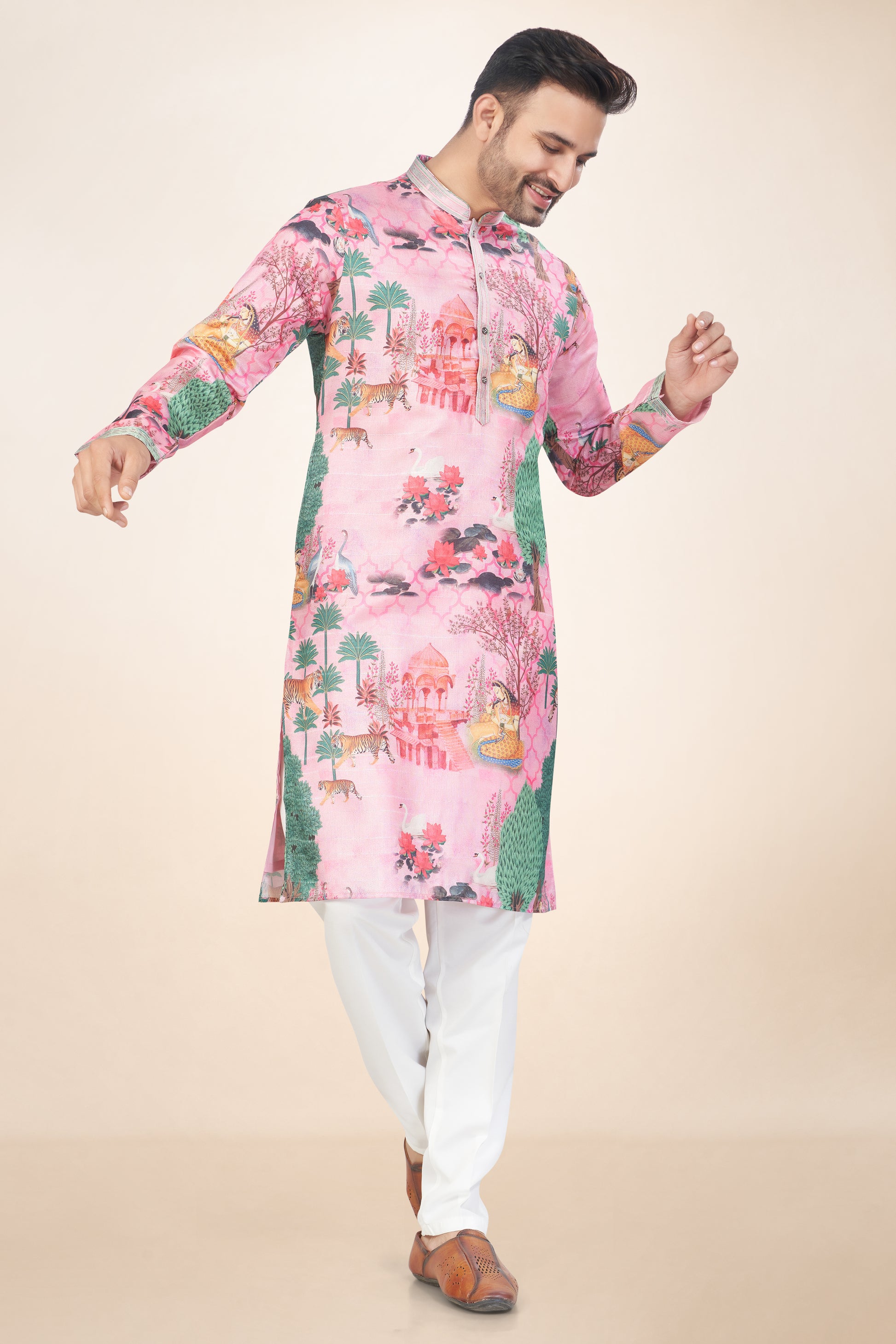 Dashing Dark Rose Printed Kurta Set
