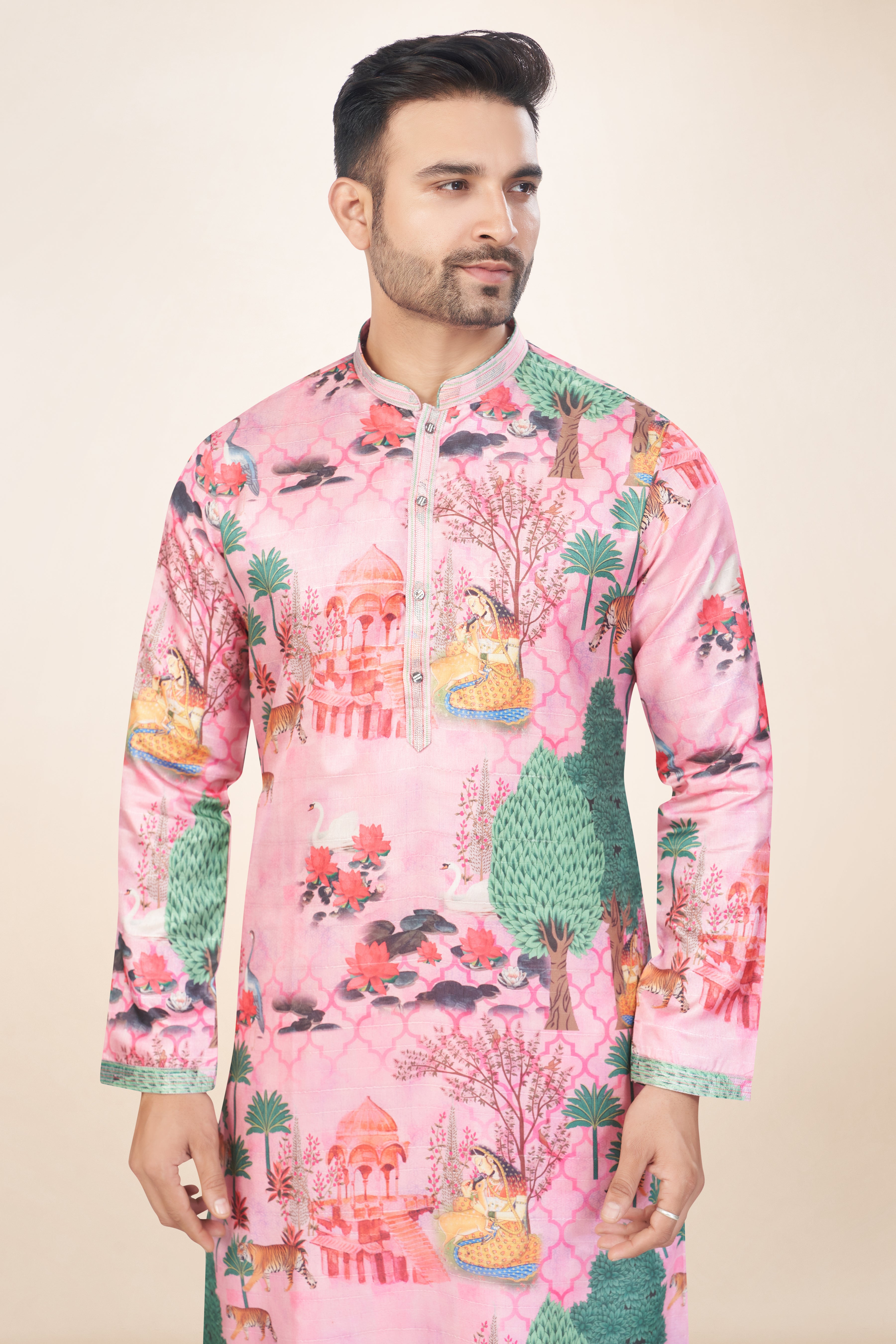 Dashing Dark Rose Printed Kurta Set