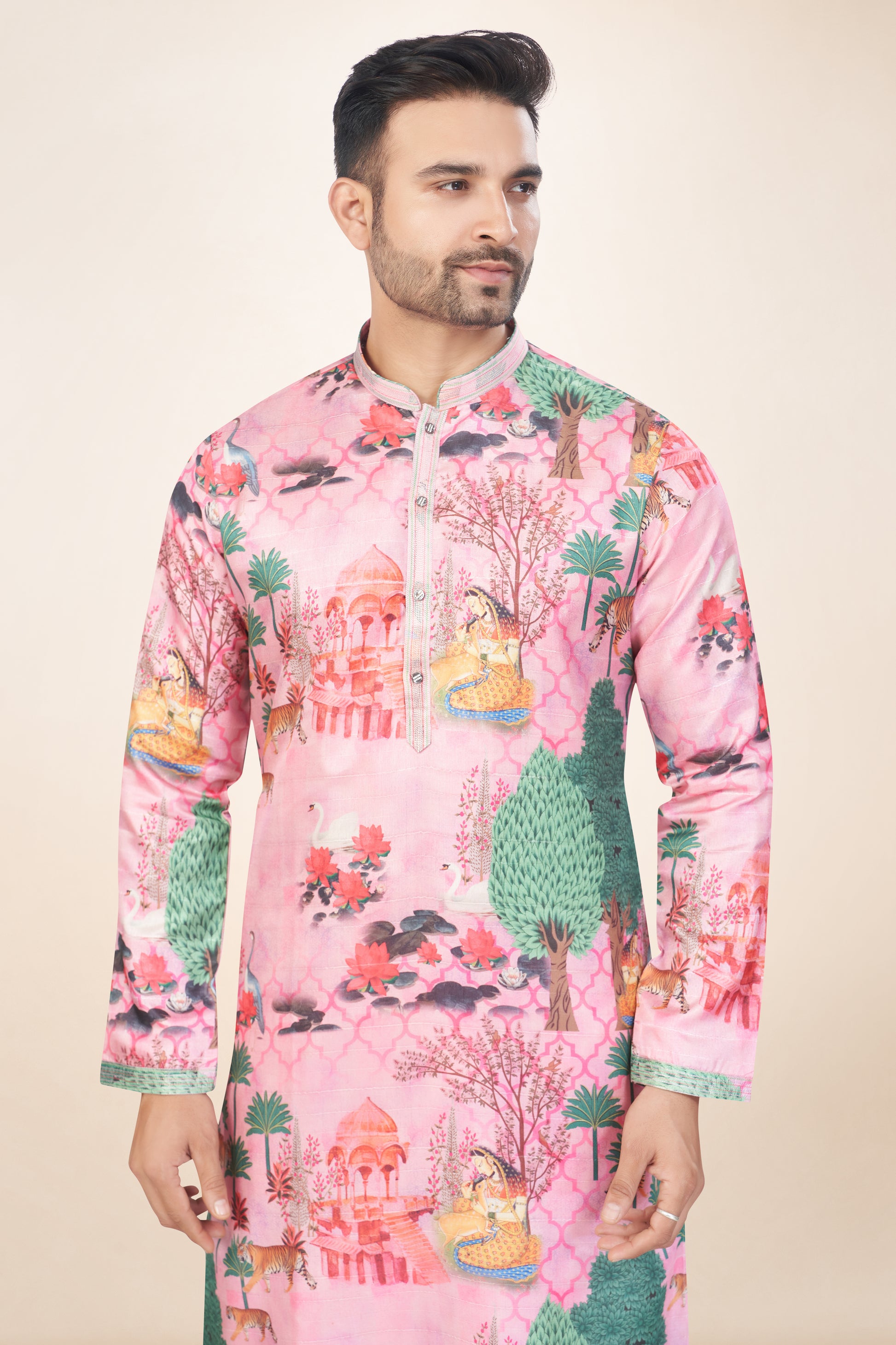 Dashing Dark Rose Printed Kurta Set