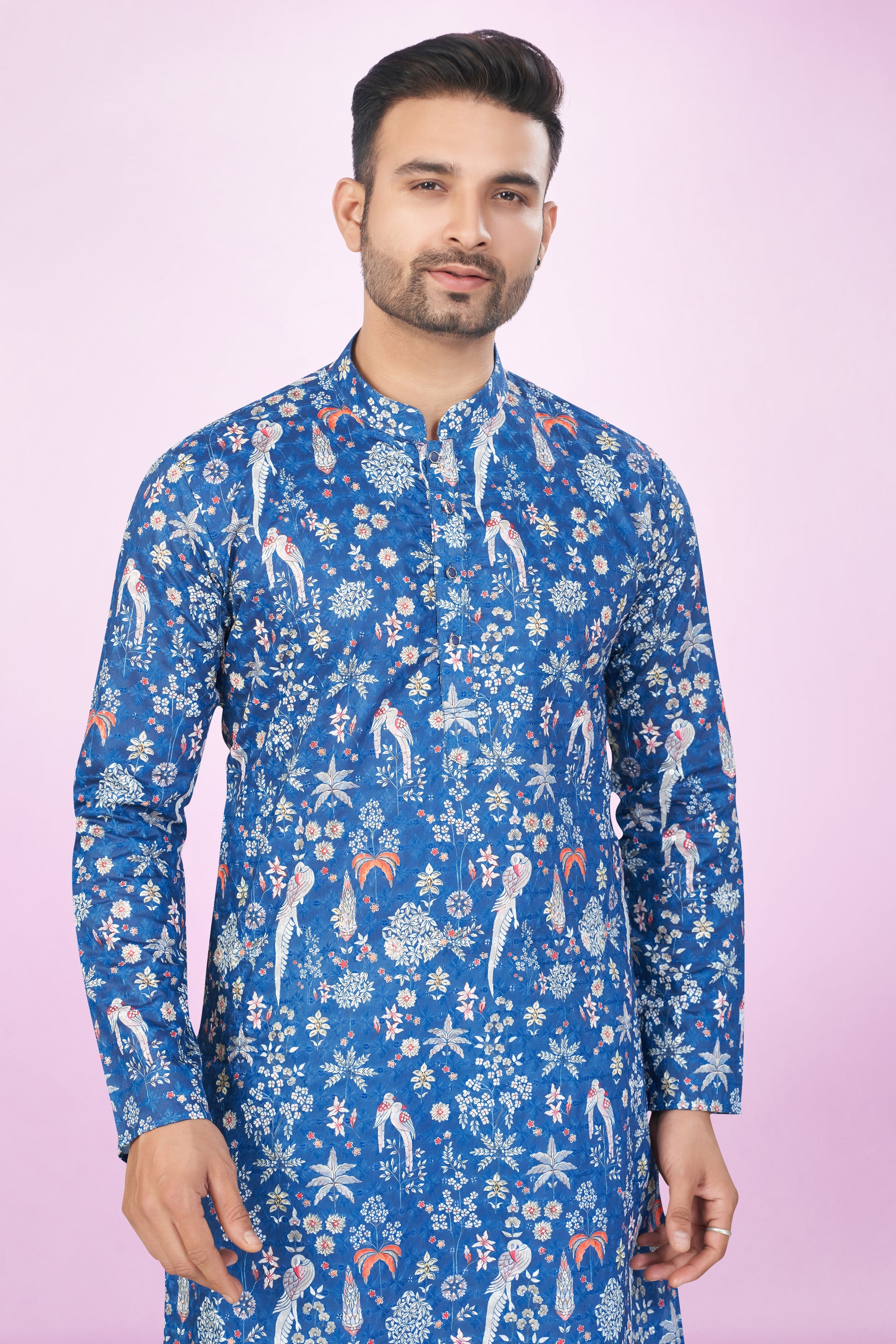 Rizzling Rama Blue Printed Kurta
