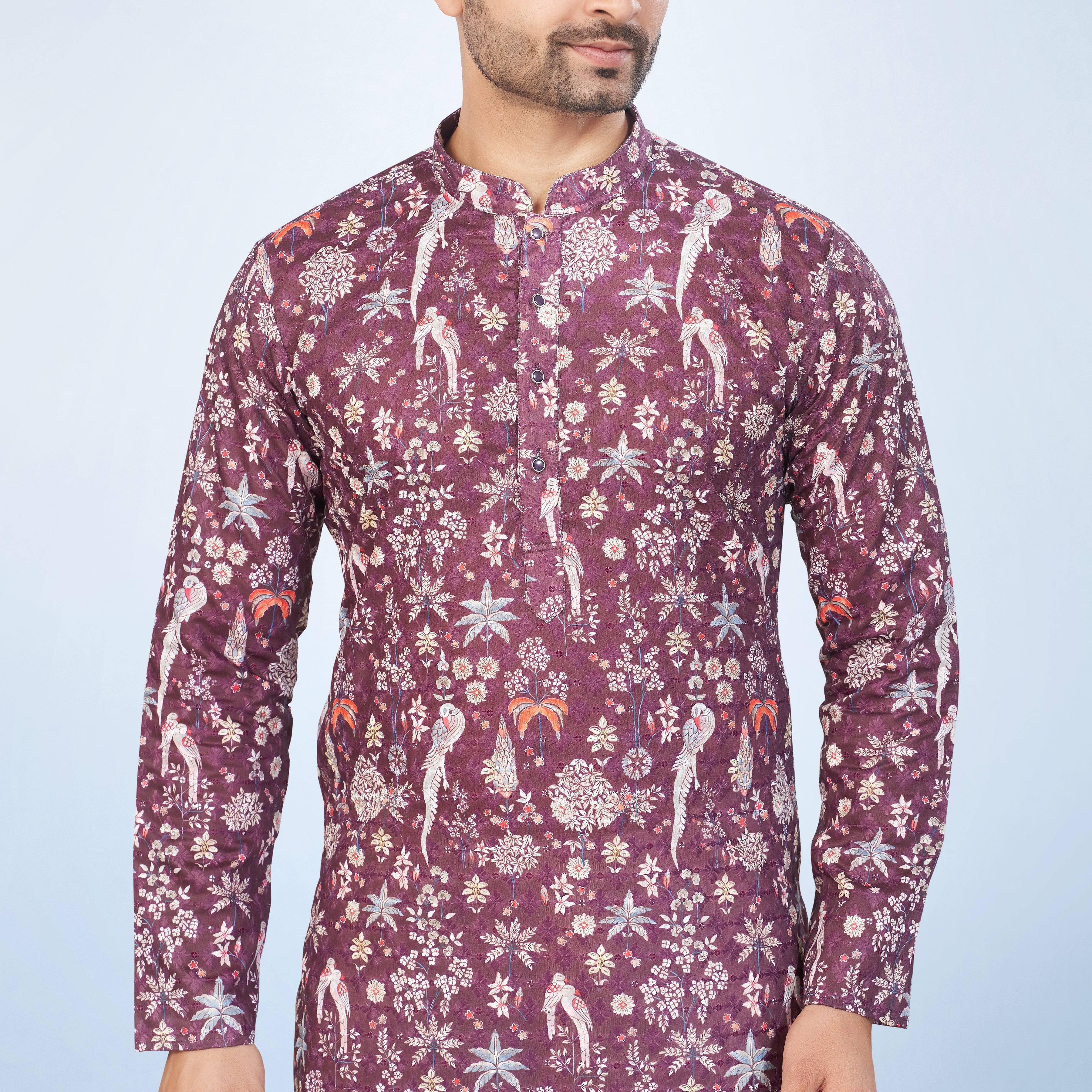 Dazzling Wine Printed Kurta