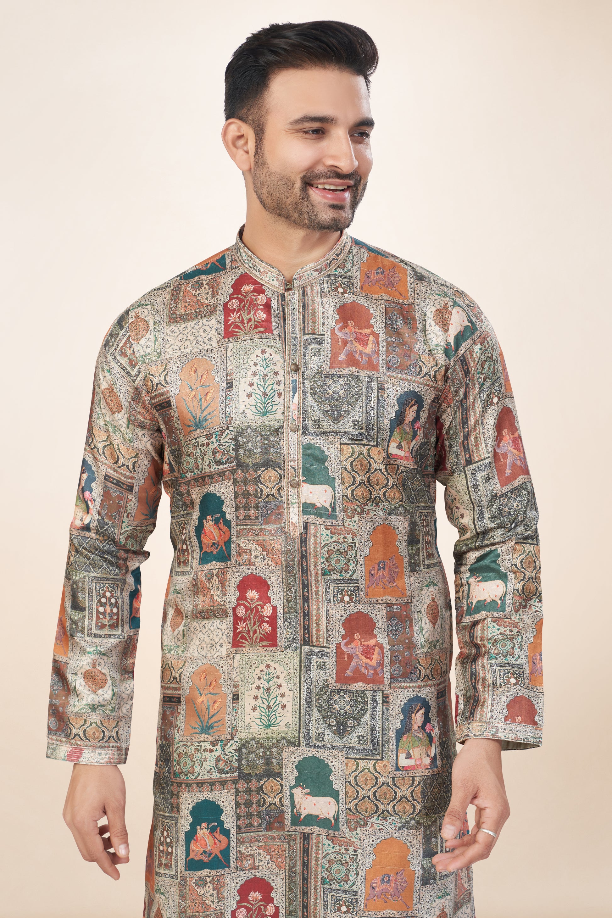 Dark Forest Green Printed Kurta Set