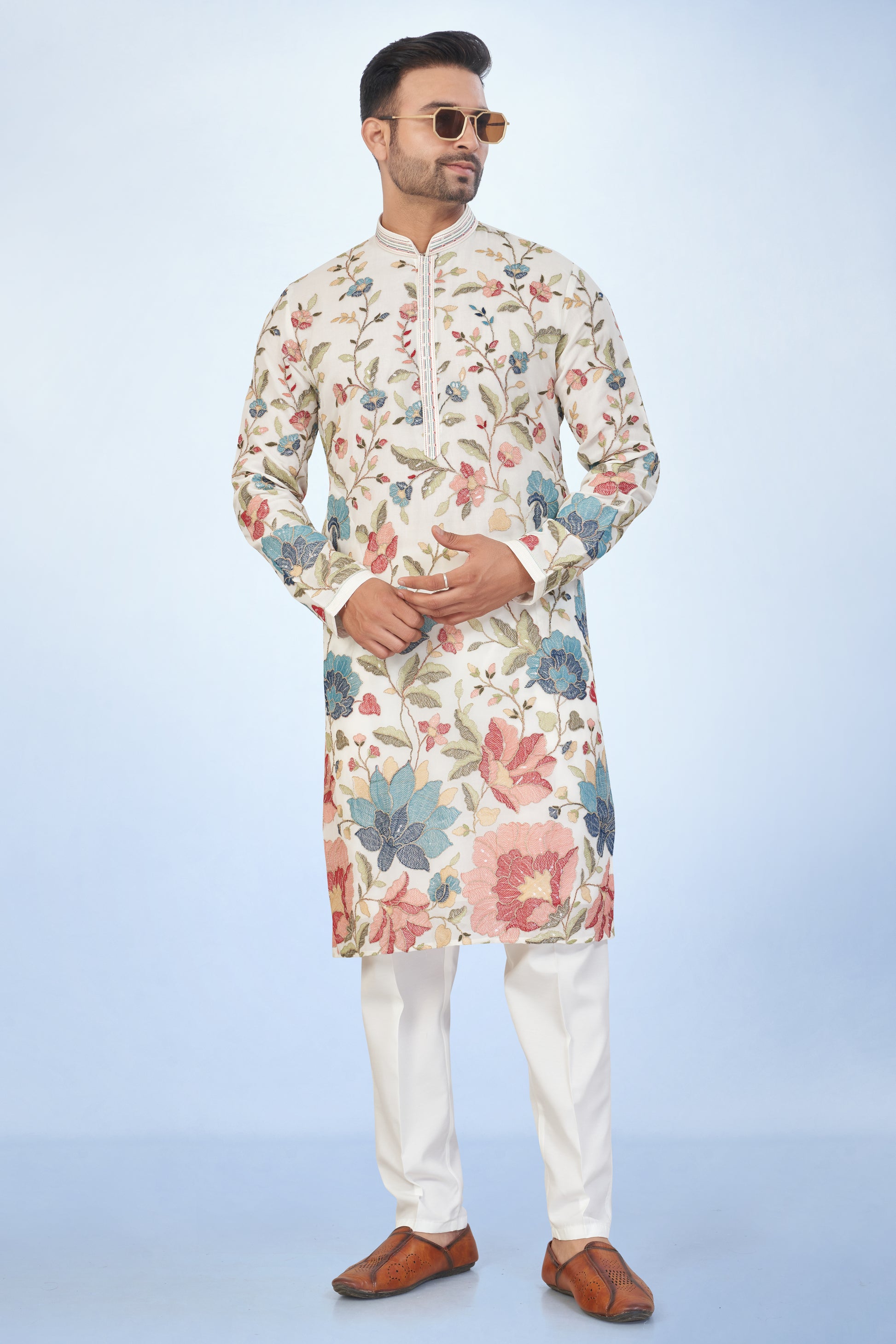 Stunning Ivory Printed Kurta Set