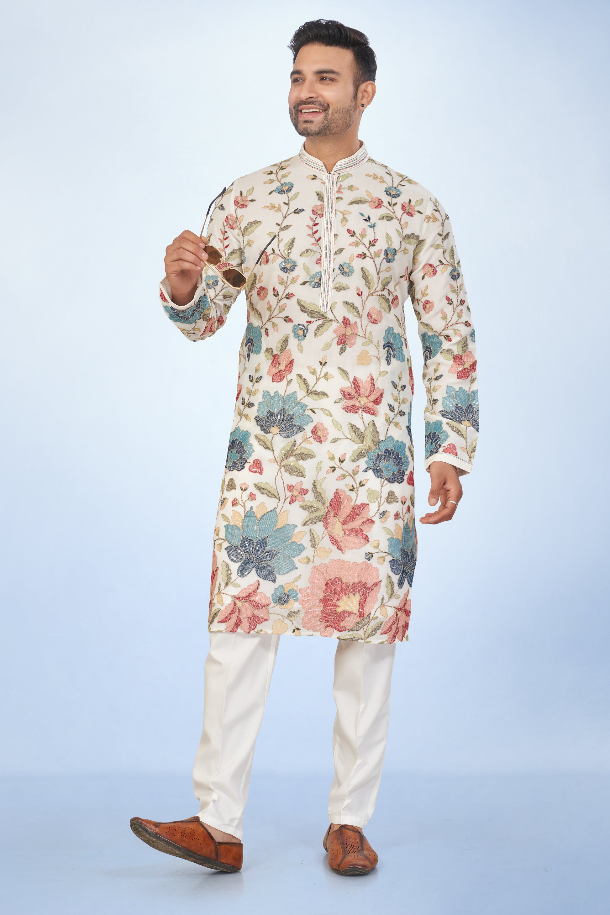 Stunning Ivory Printed Kurta Set