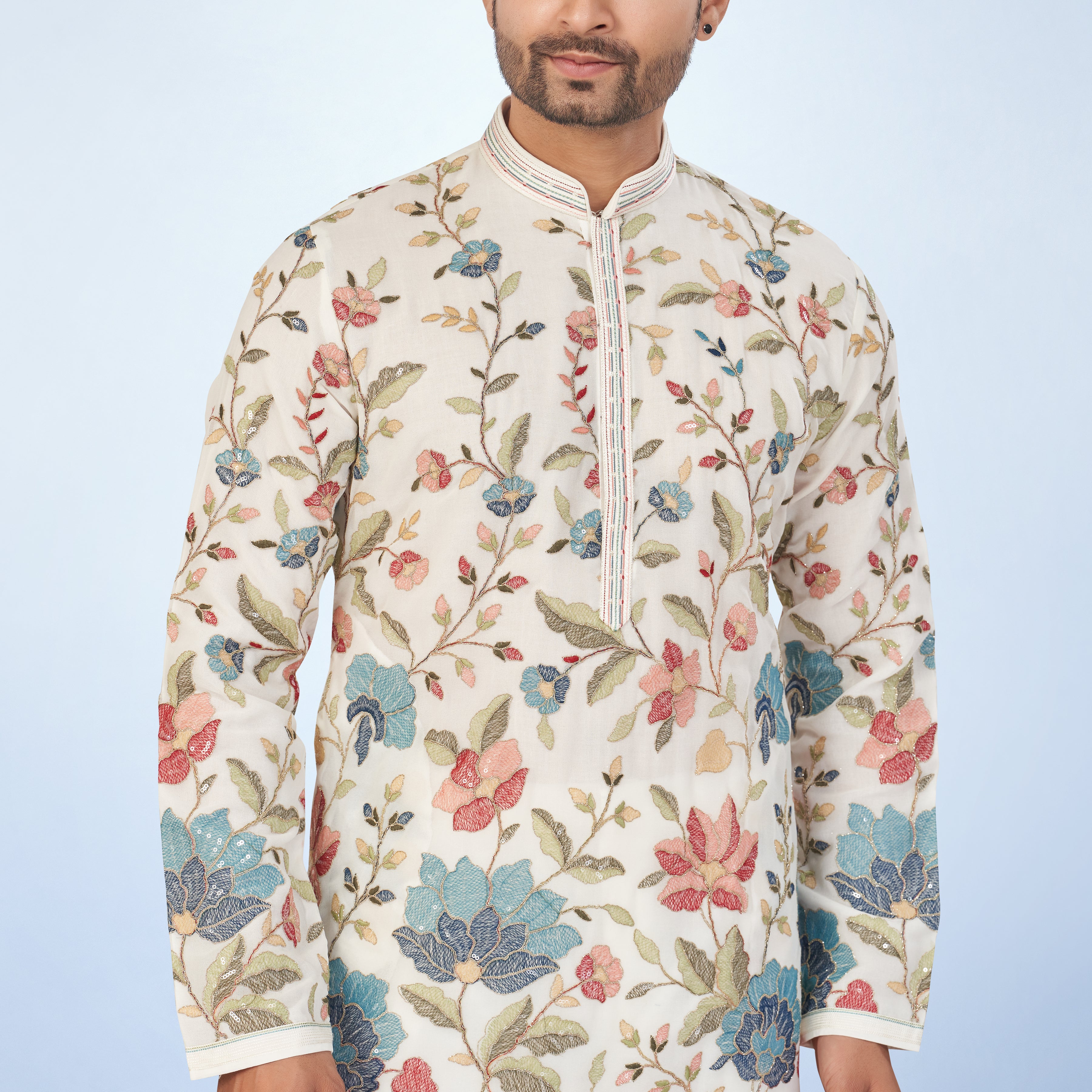 Stunning Ivory Printed Kurta Set