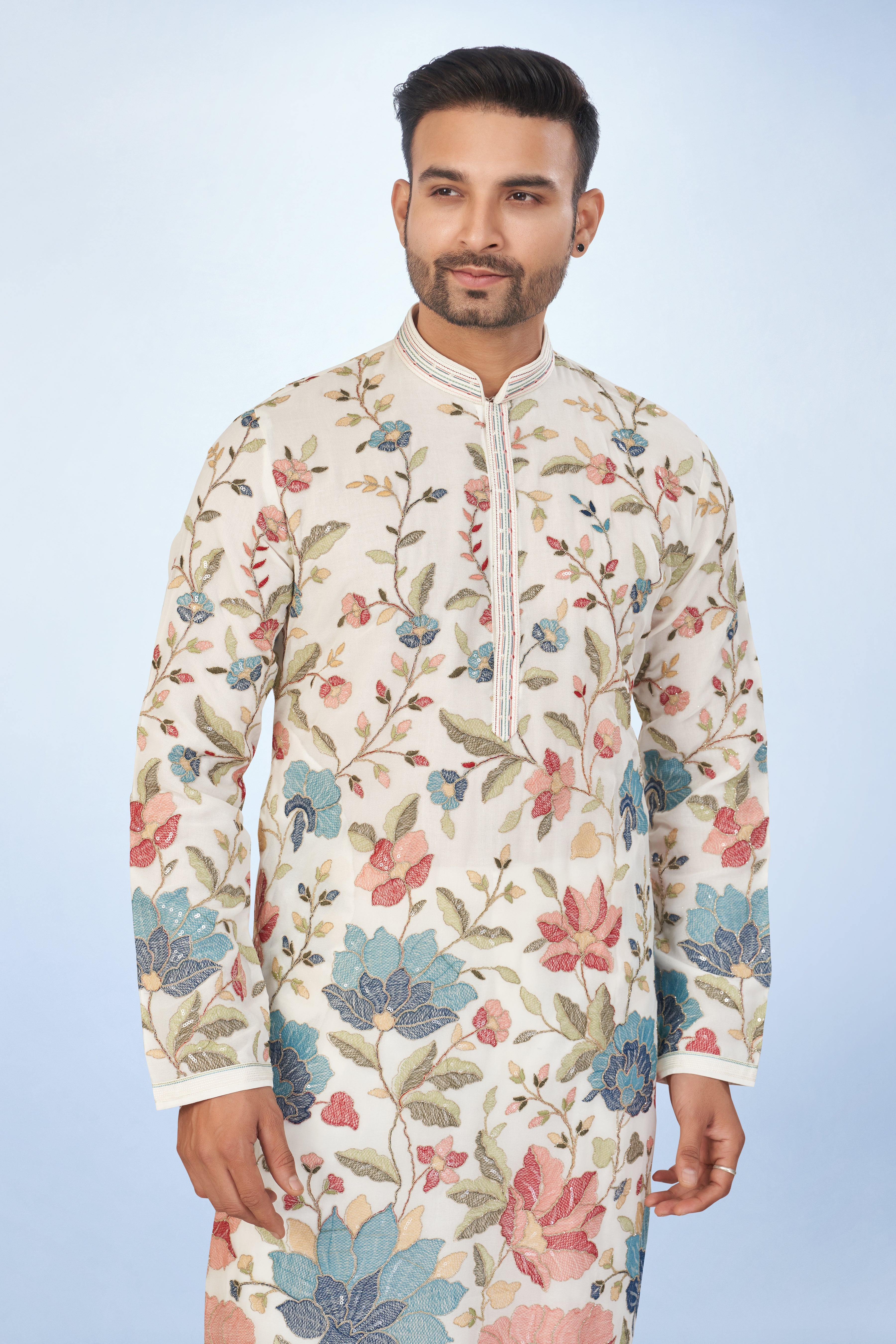 Stunning Ivory Printed Kurta Set