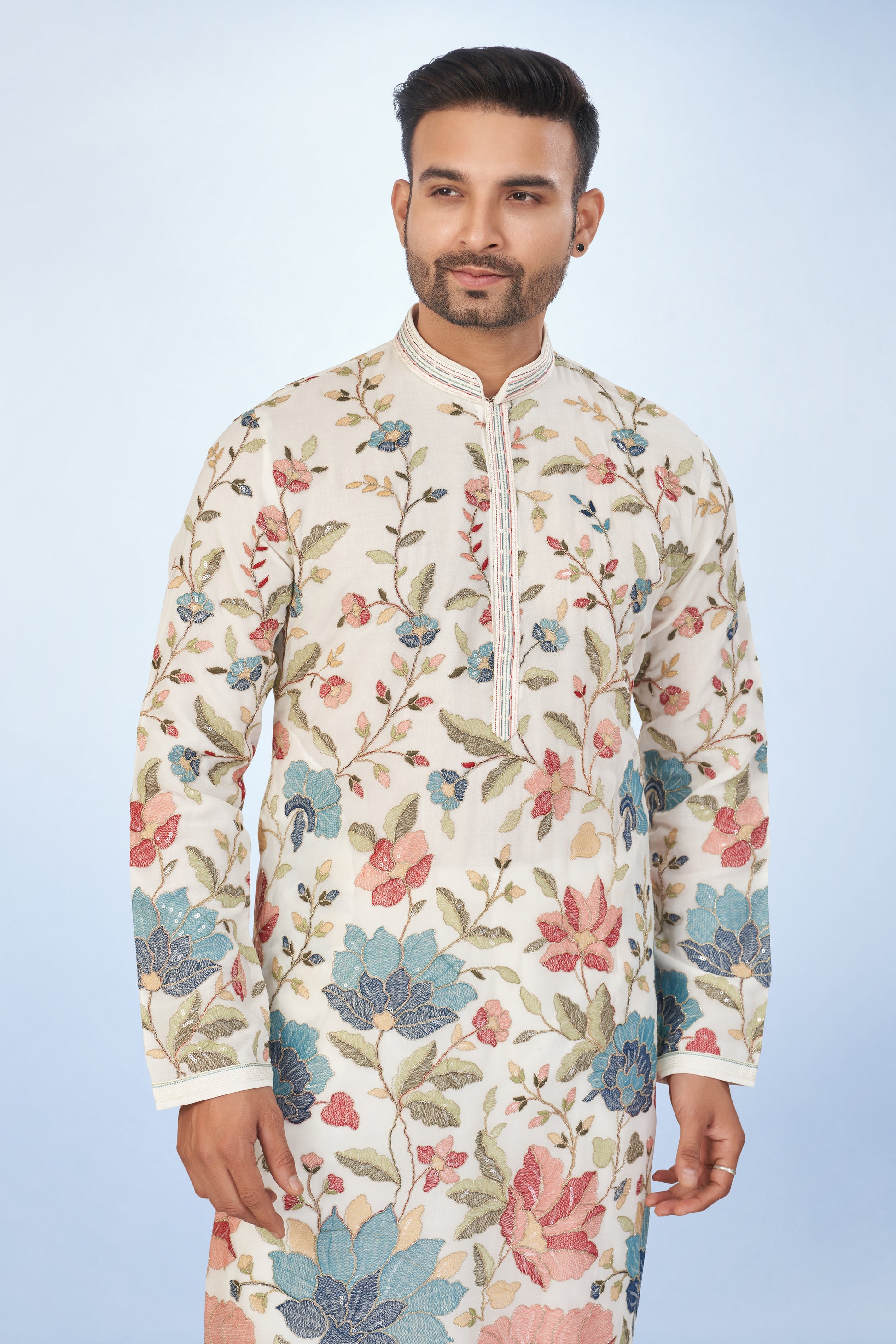 Stunning Ivory Printed Kurta Set